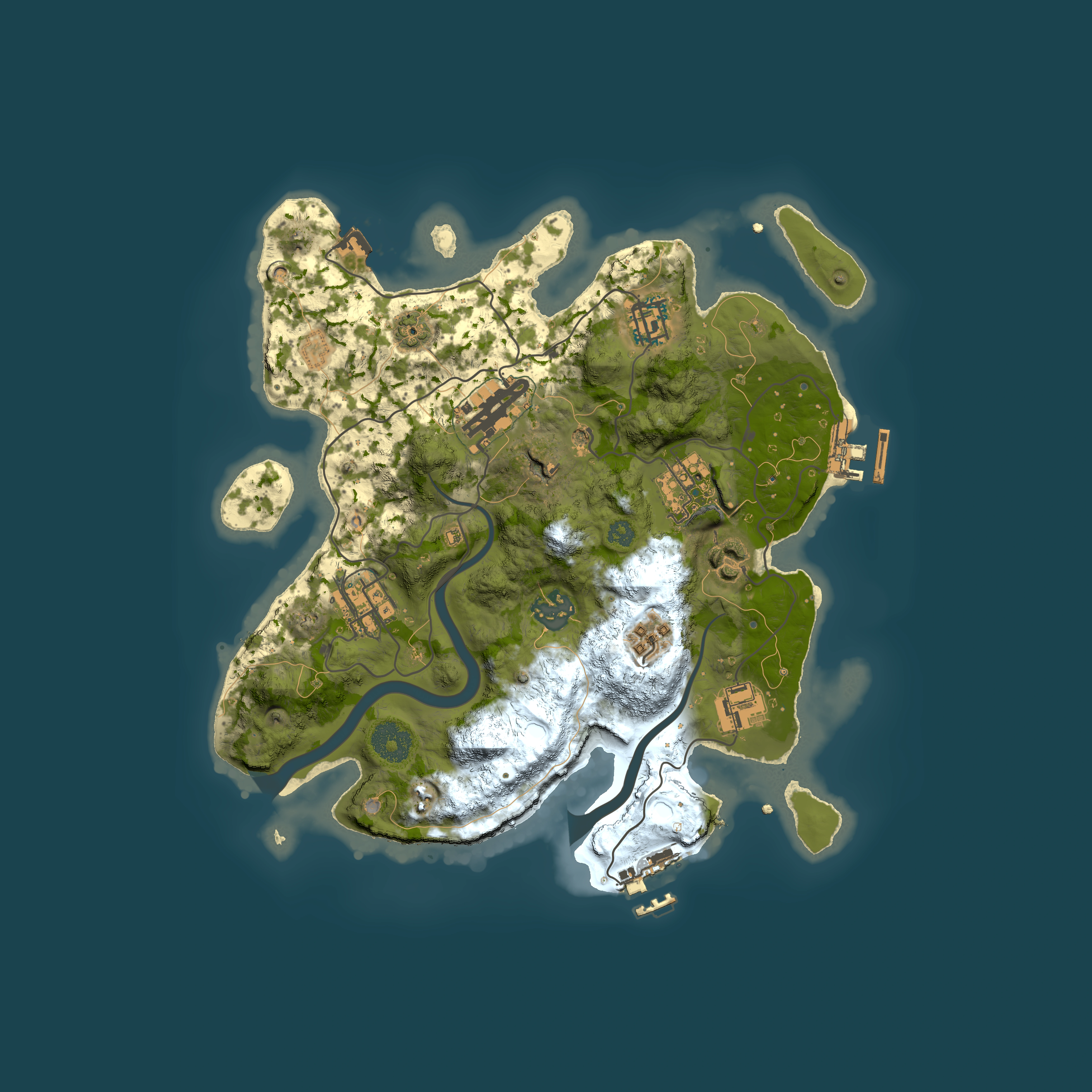 Full top-down render of Rust map seed 2020810318, 3000x3000m