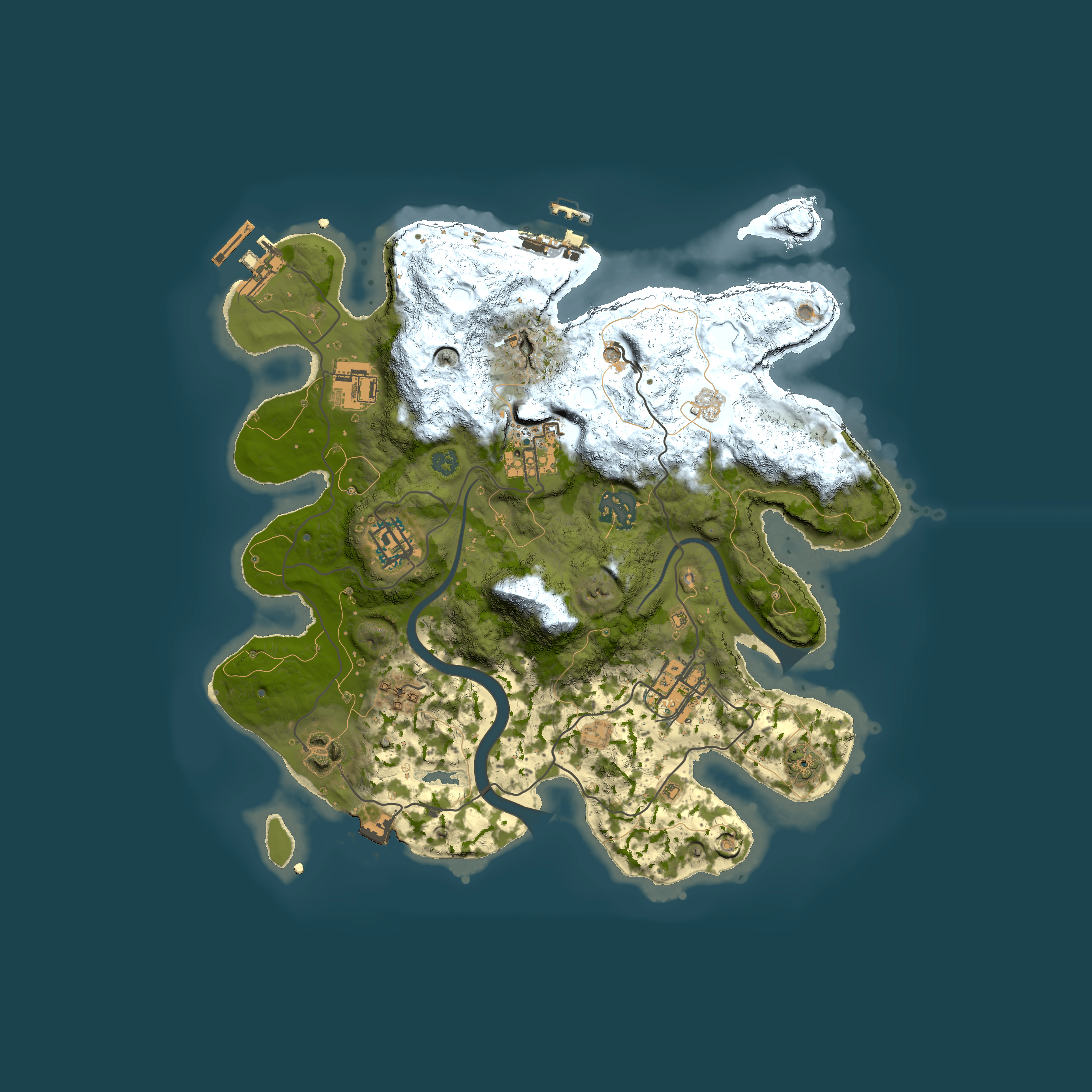 Full top-down render of Rust map seed 1330970507, 3000x3000m
