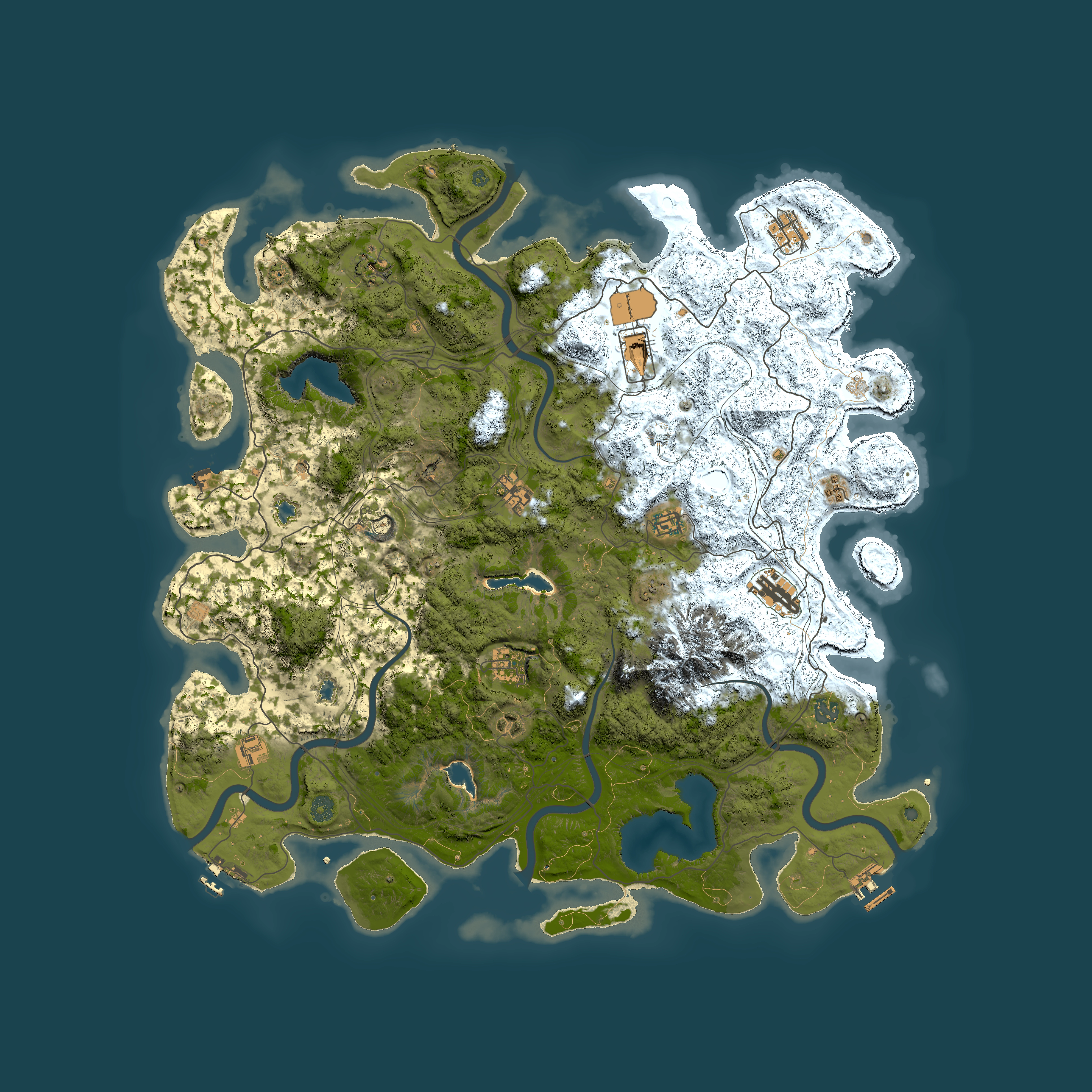 Full top-down render of Rust map seed 2108154639, 5000x5000m