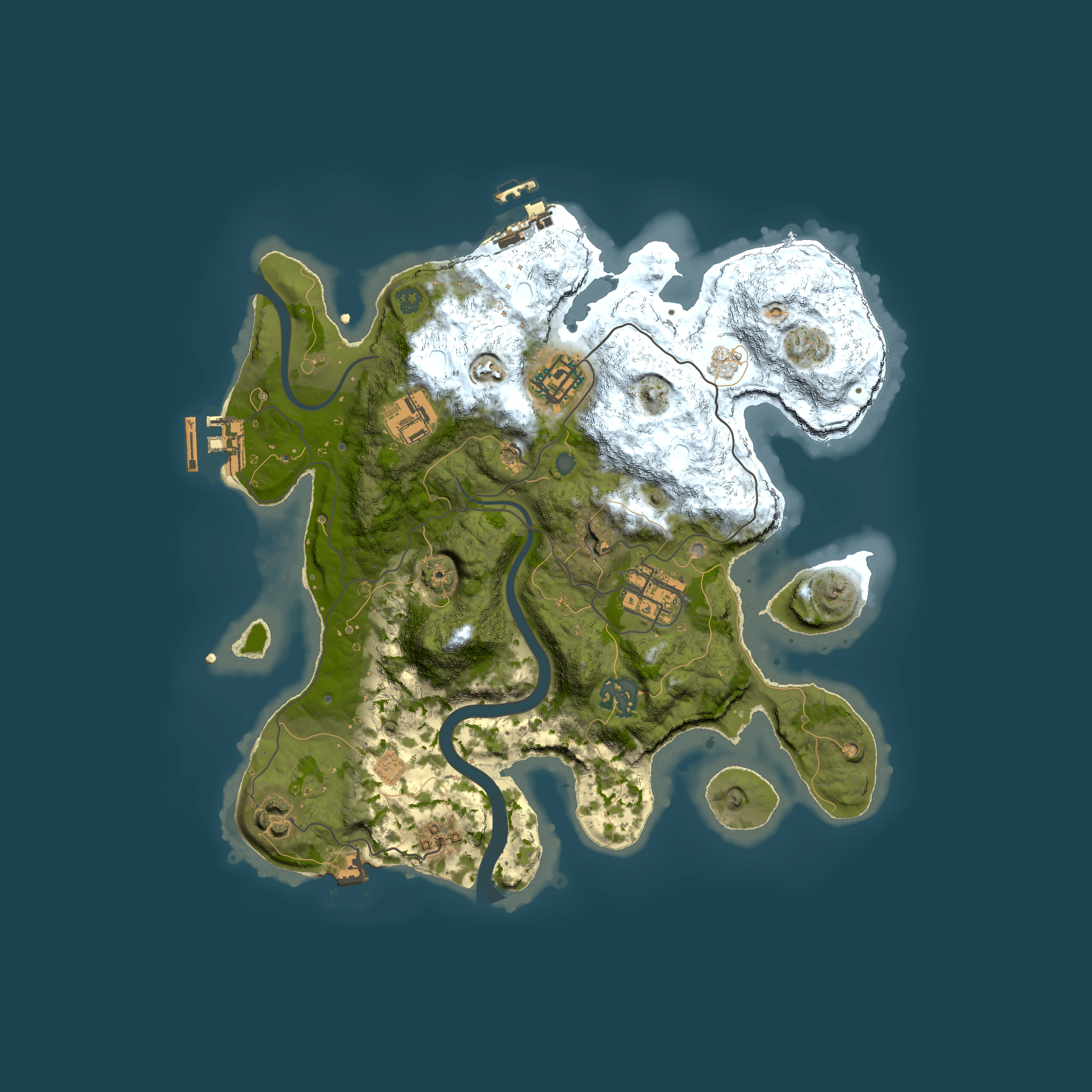 Full top-down render of Rust map seed 274411741, 3000x3000m