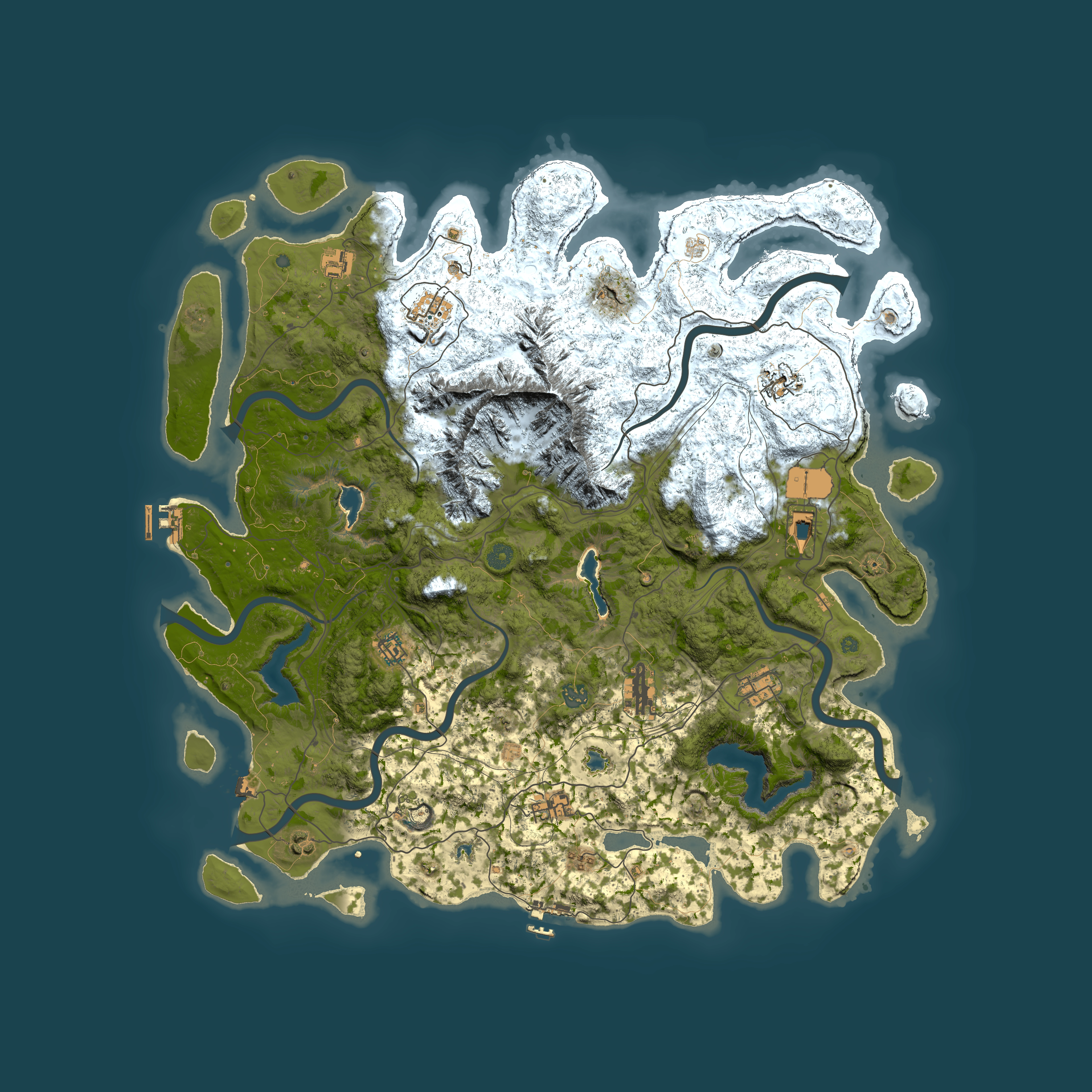 Full top-down render of Rust map seed 275877645, 5000x5000m