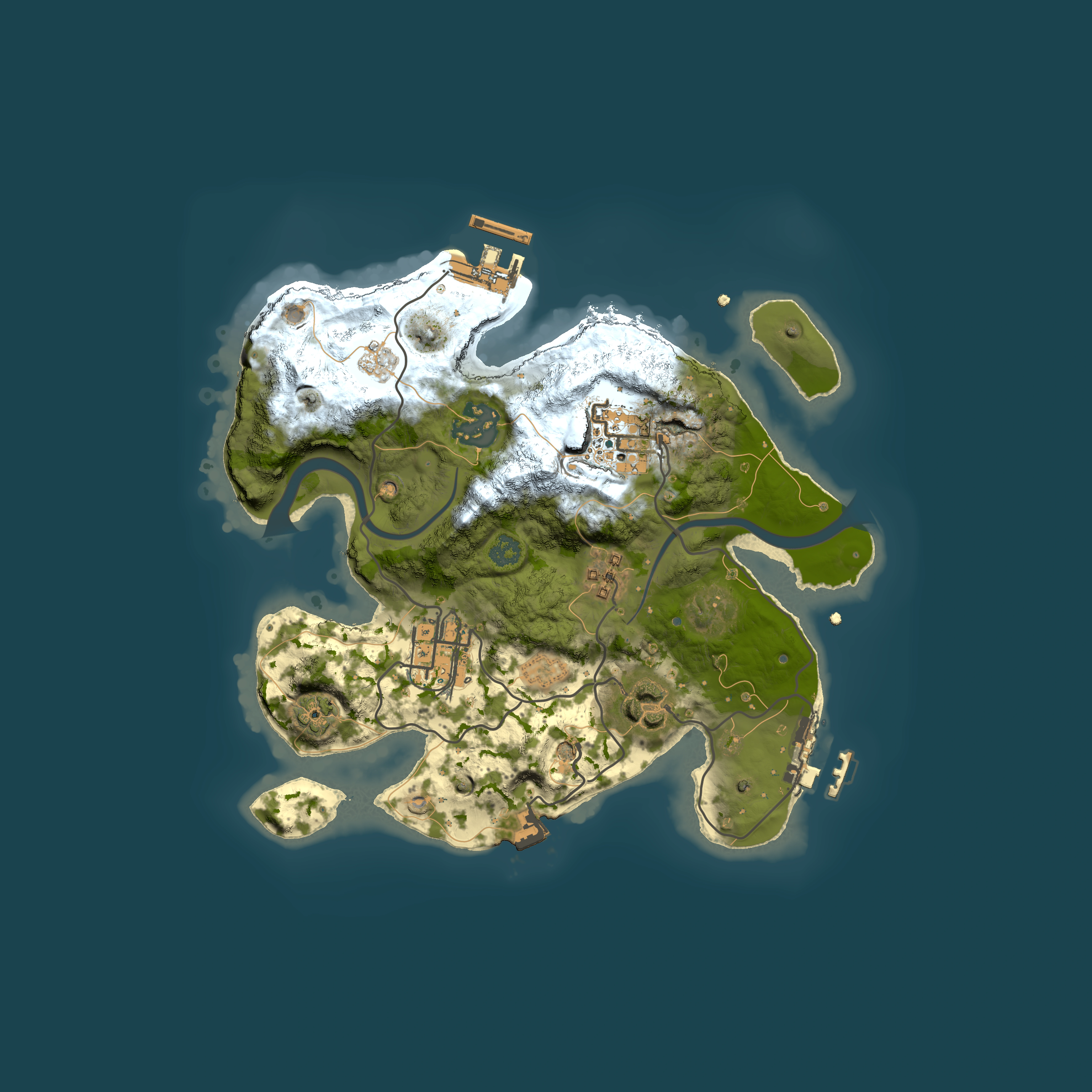 Full top-down render of Rust map seed 49317402, 2500x2500m