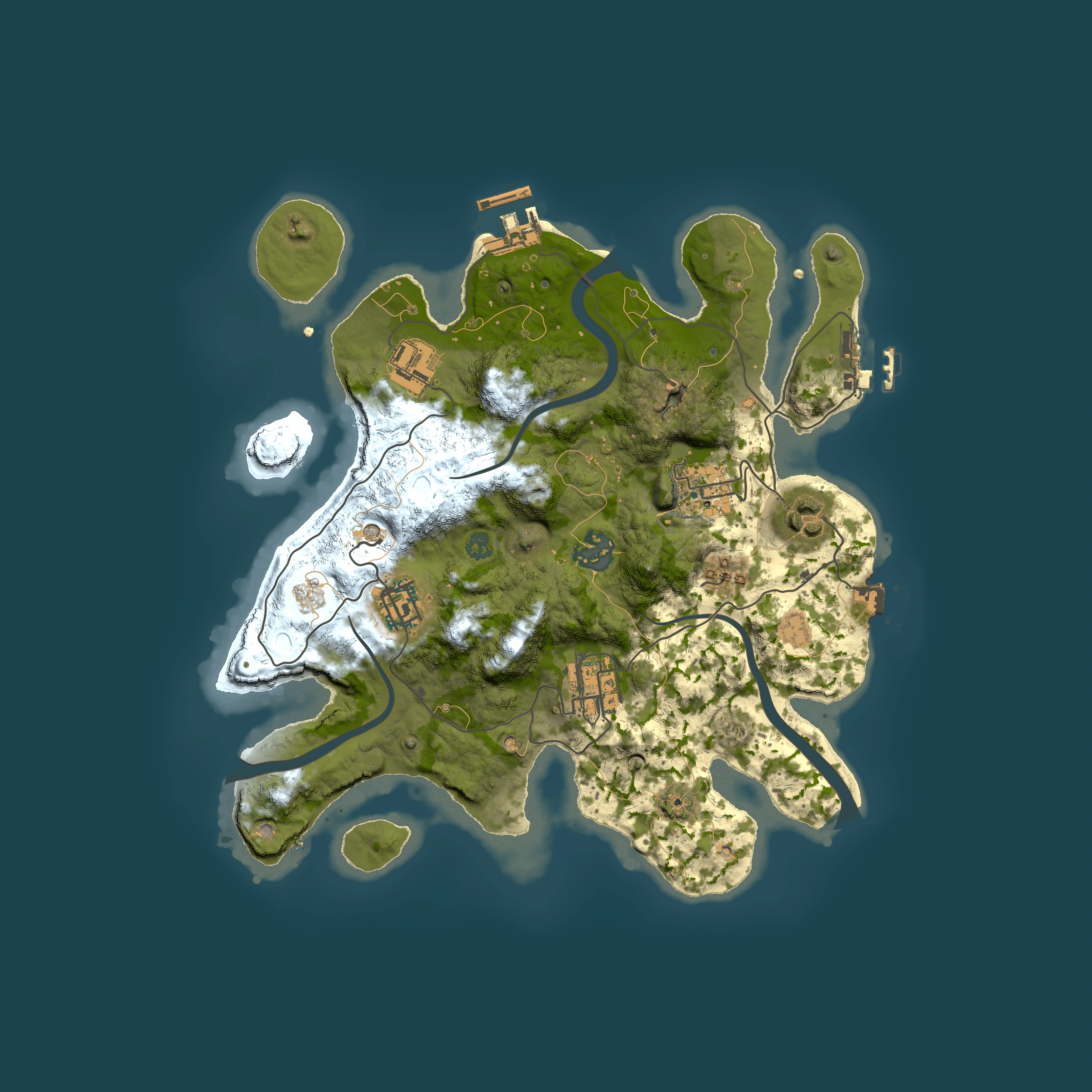 Full top-down render of Rust map seed 1579197215, 3000x3000m