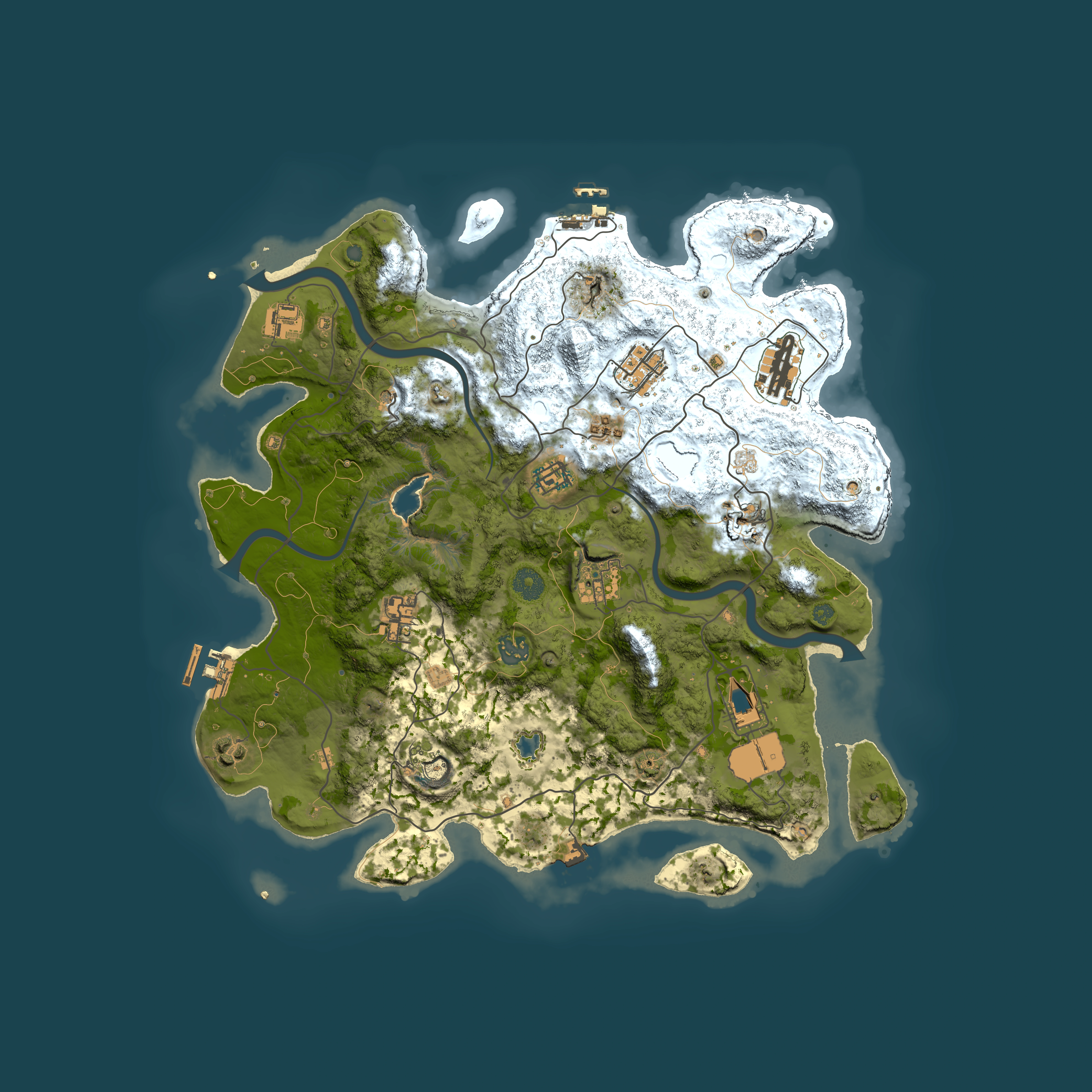 Full top-down render of Rust map seed 1461933755, 4000x4000m