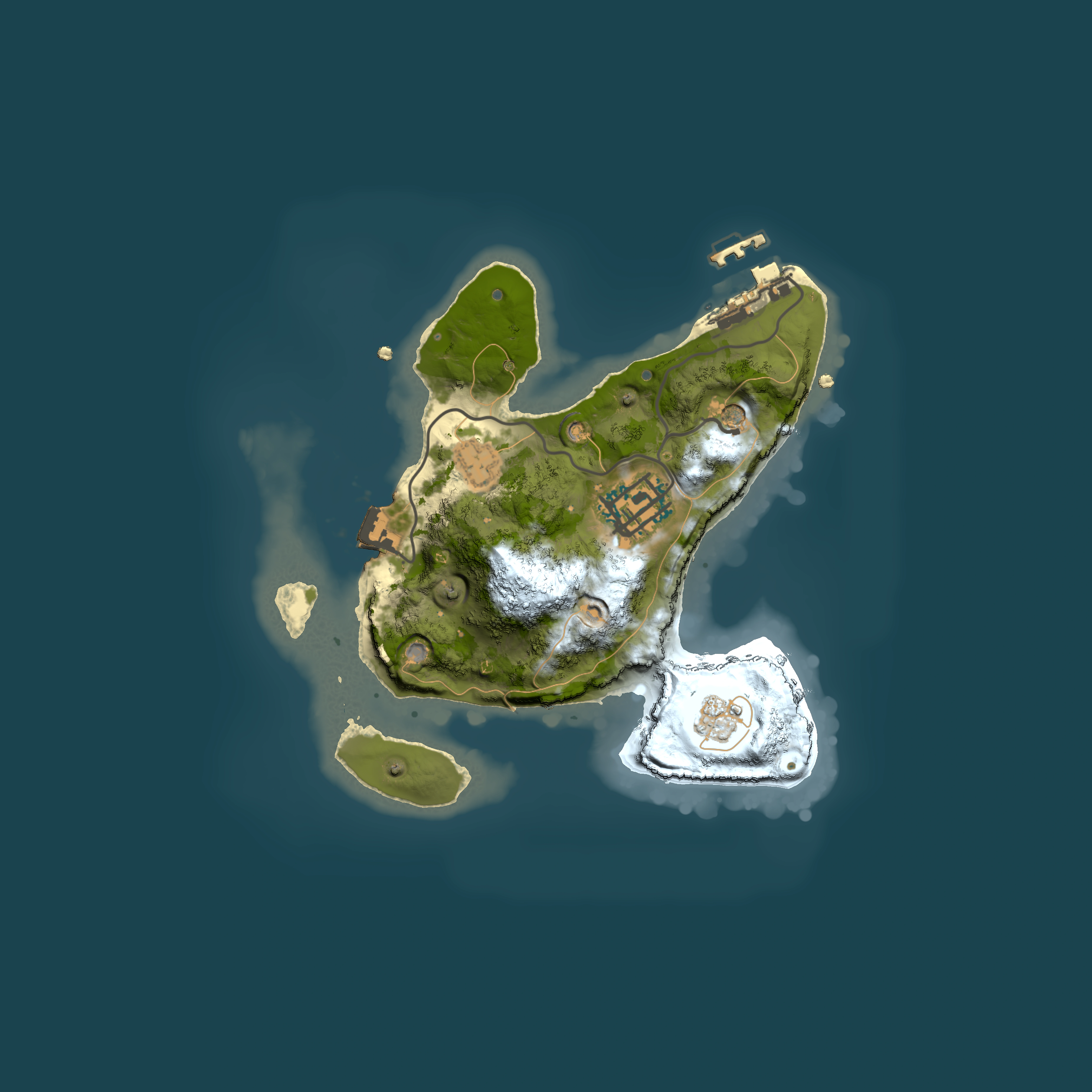 Full top-down render of Rust map seed 1361669736, 2000x2000m