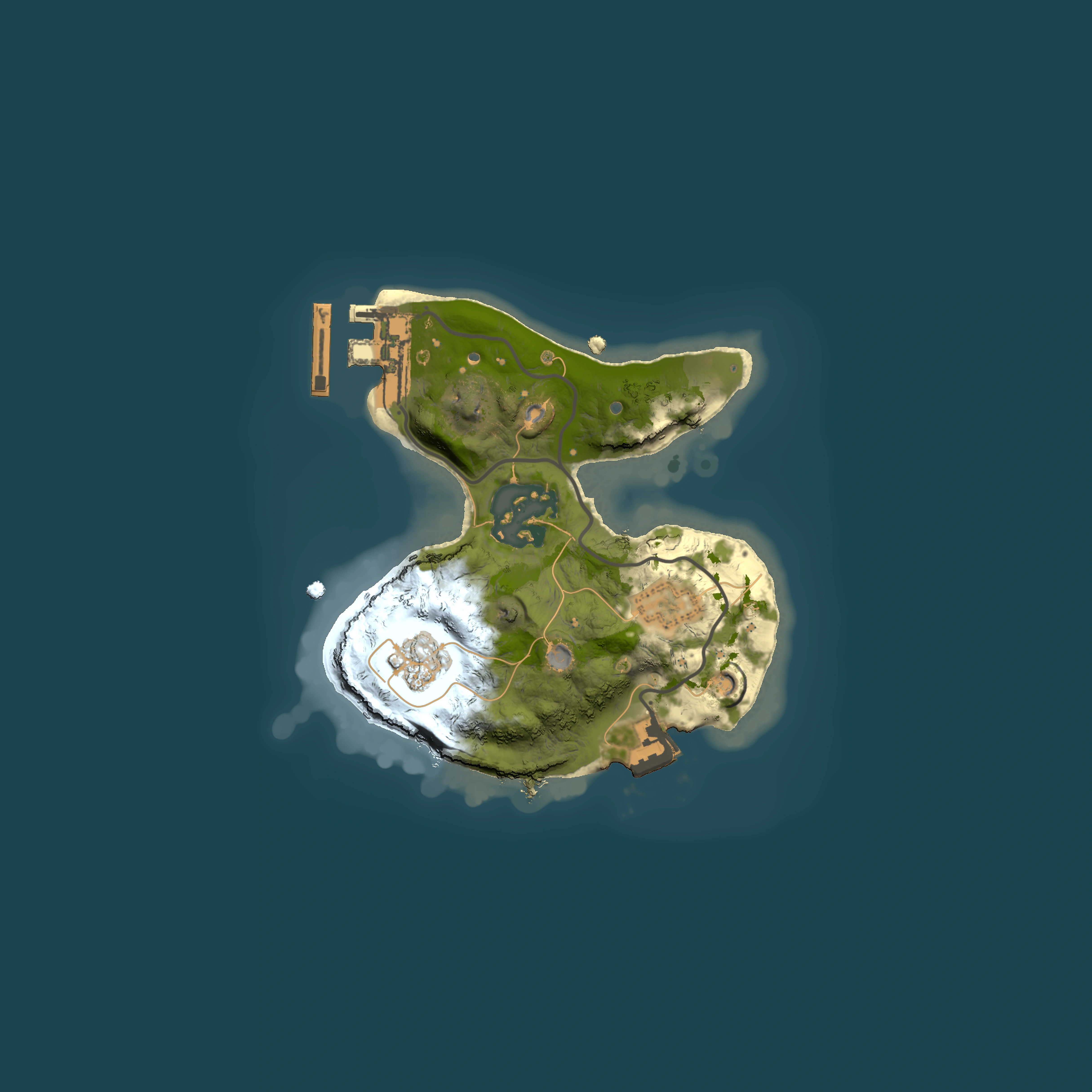 Full top-down render of Rust map seed 1382697822, 1500x1500m
