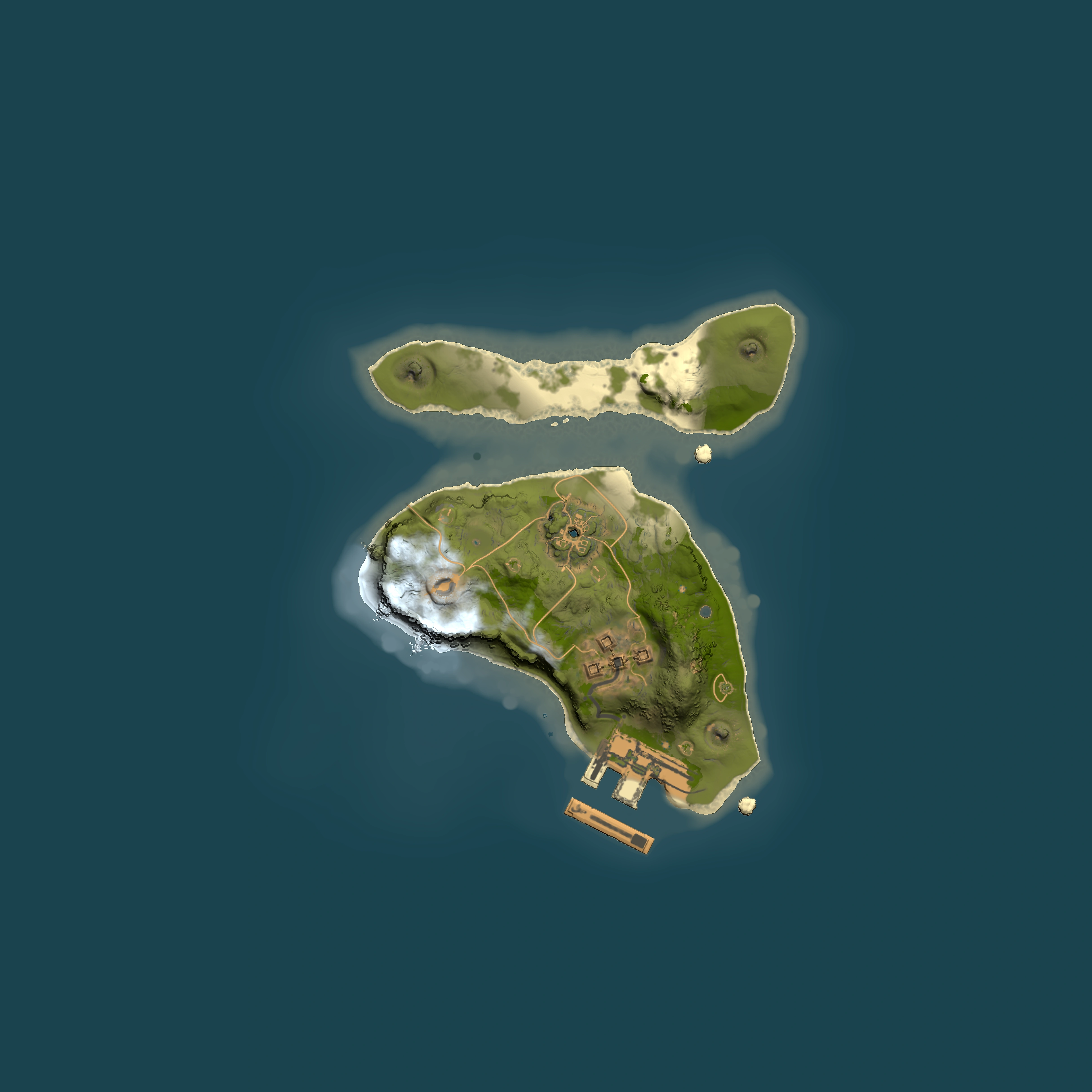 Full top-down render of Rust map seed 1322368304, 1500x1500m