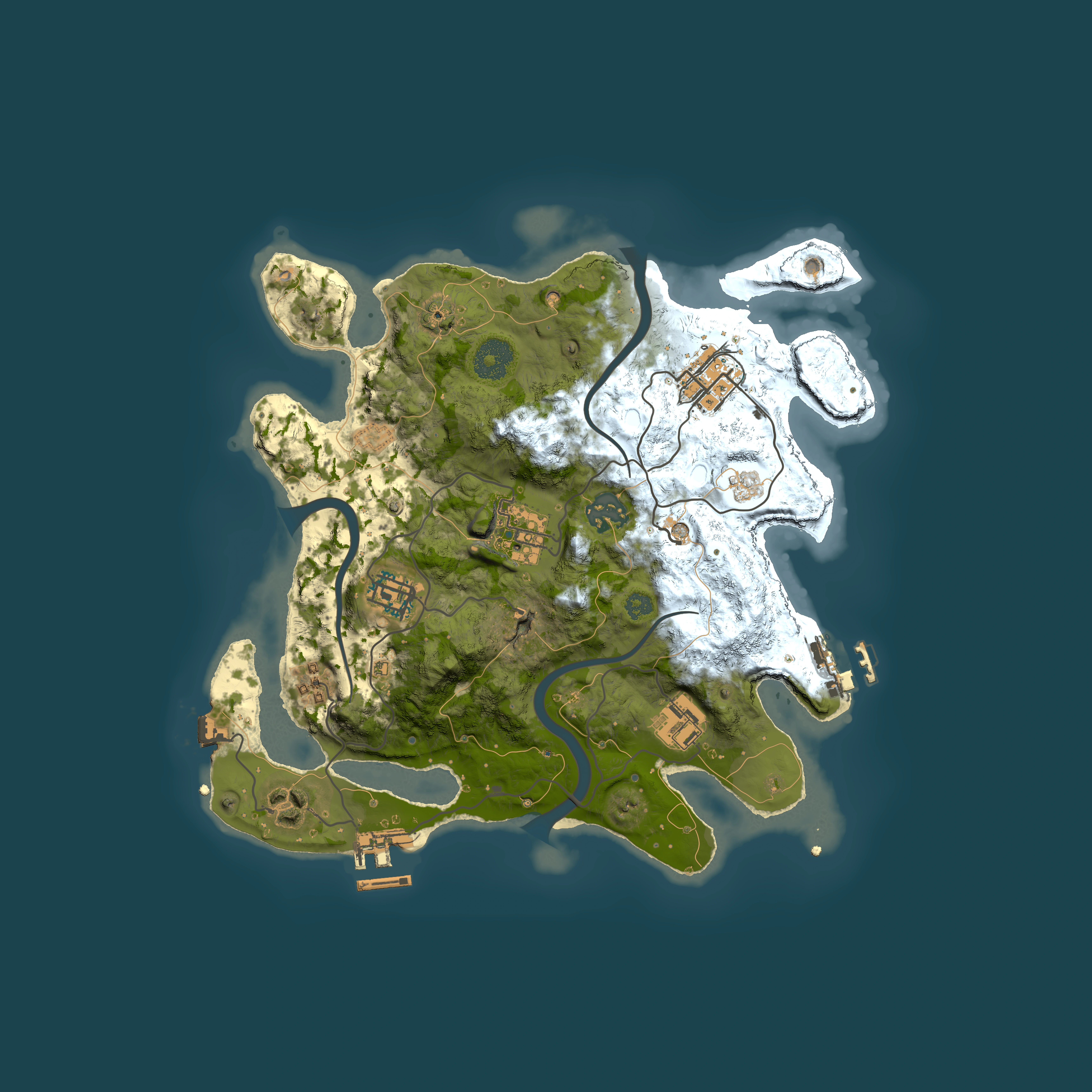 Full top-down render of Rust map seed 1603836377, 3000x3000m