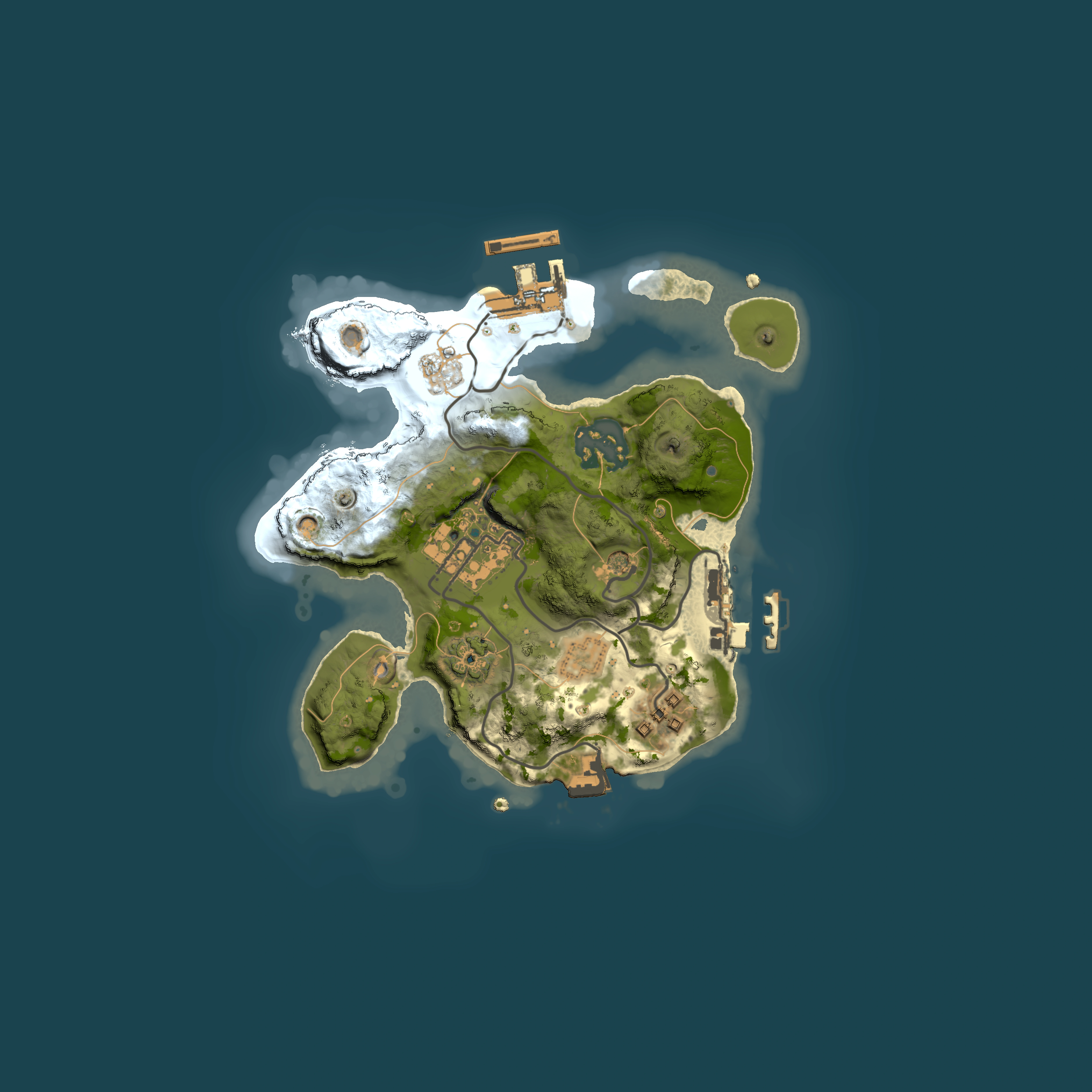 Full top-down render of Rust map seed 1194453007, 2000x2000m