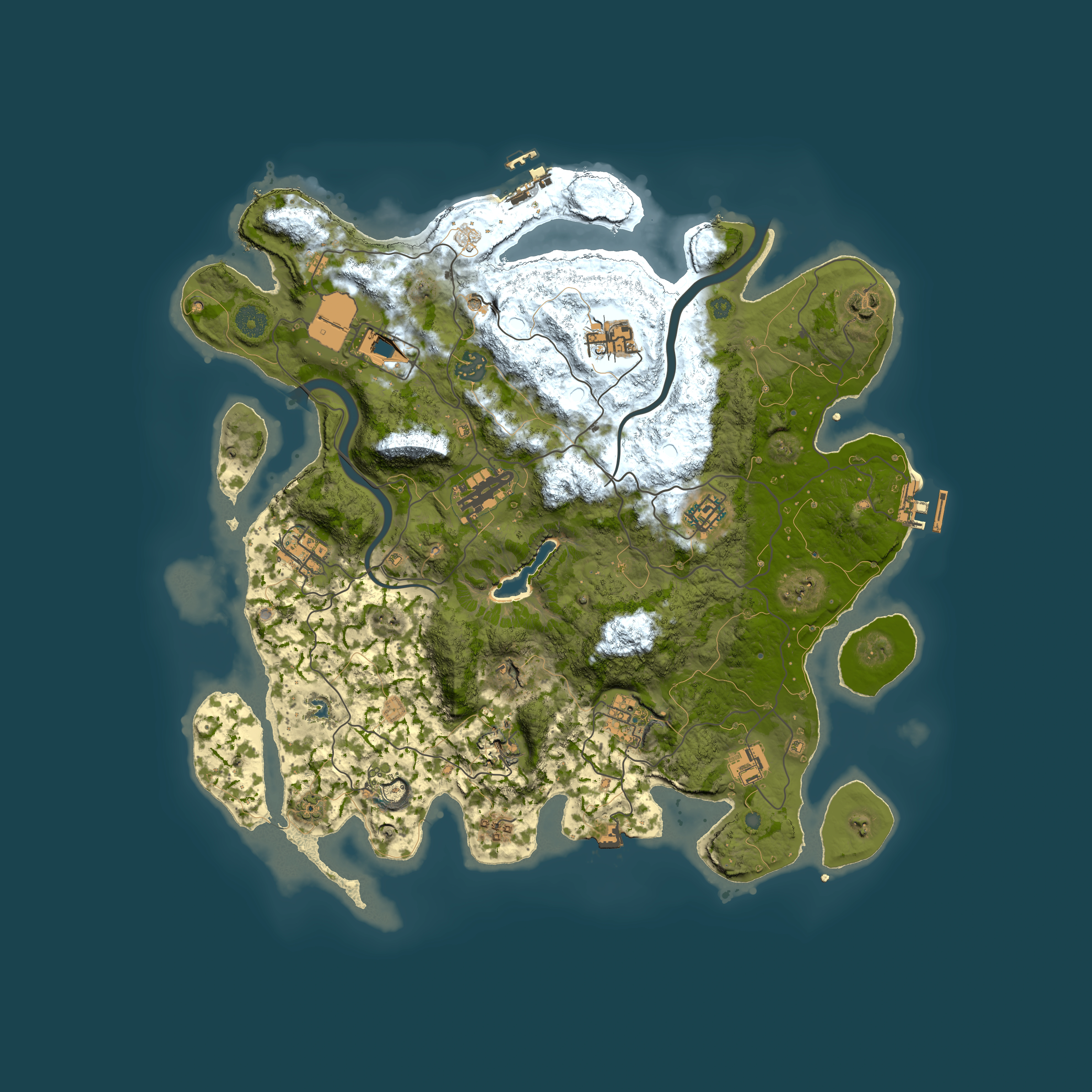 Full top-down render of Rust map seed 1396436810, 4000x4000m
