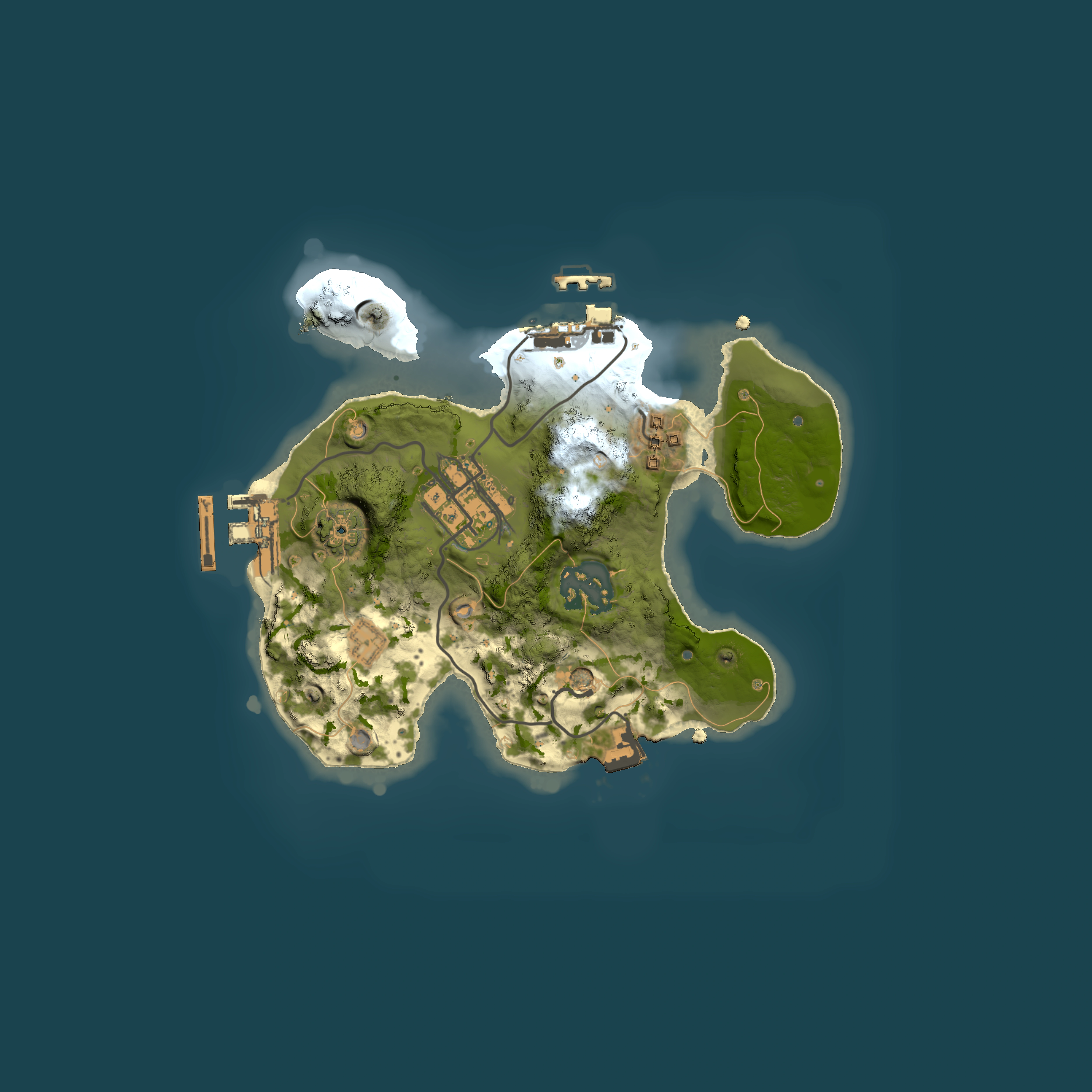 Full top-down render of Rust map seed 1445378880, 2000x2000m