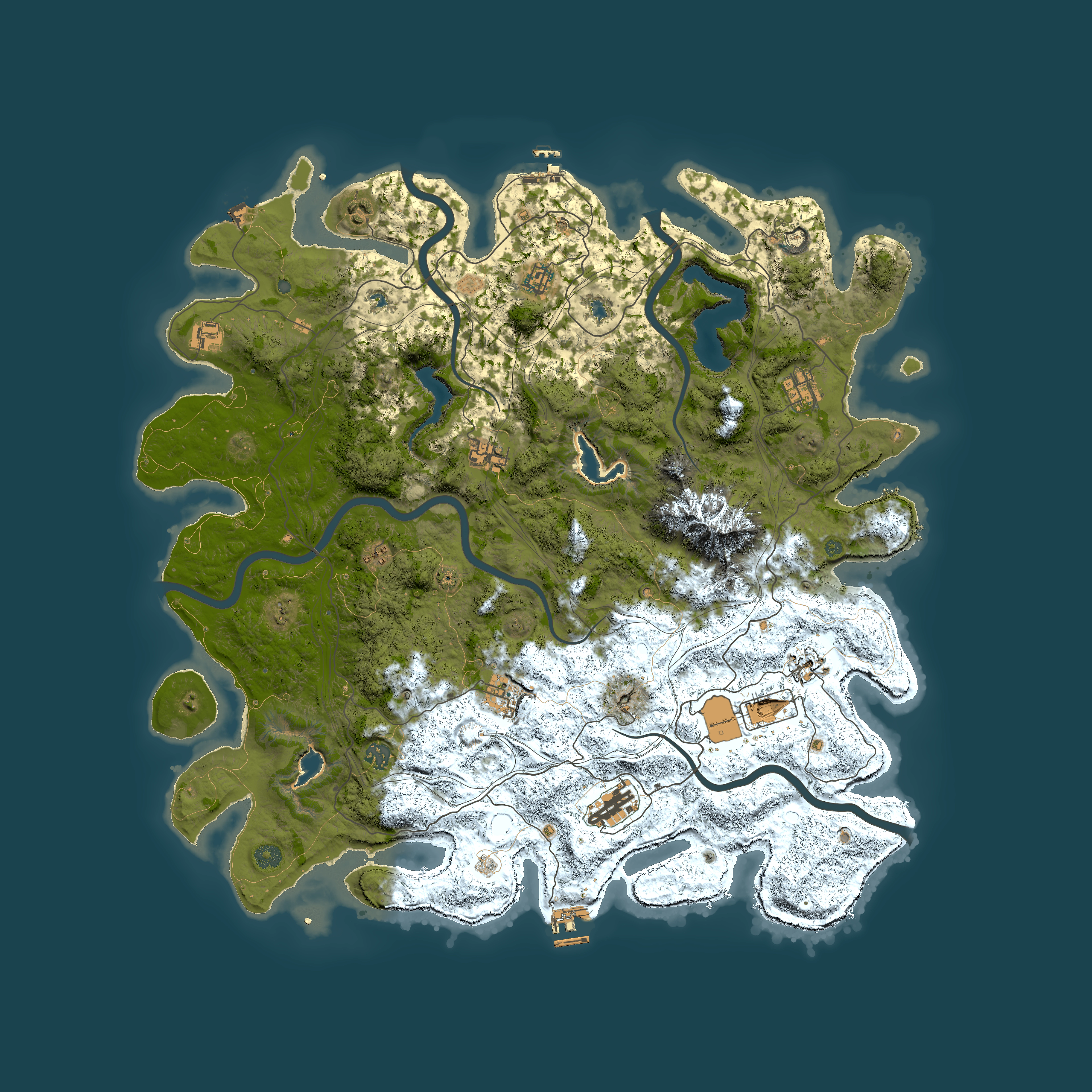 Full top-down render of Rust map seed 217965711, 5000x5000m