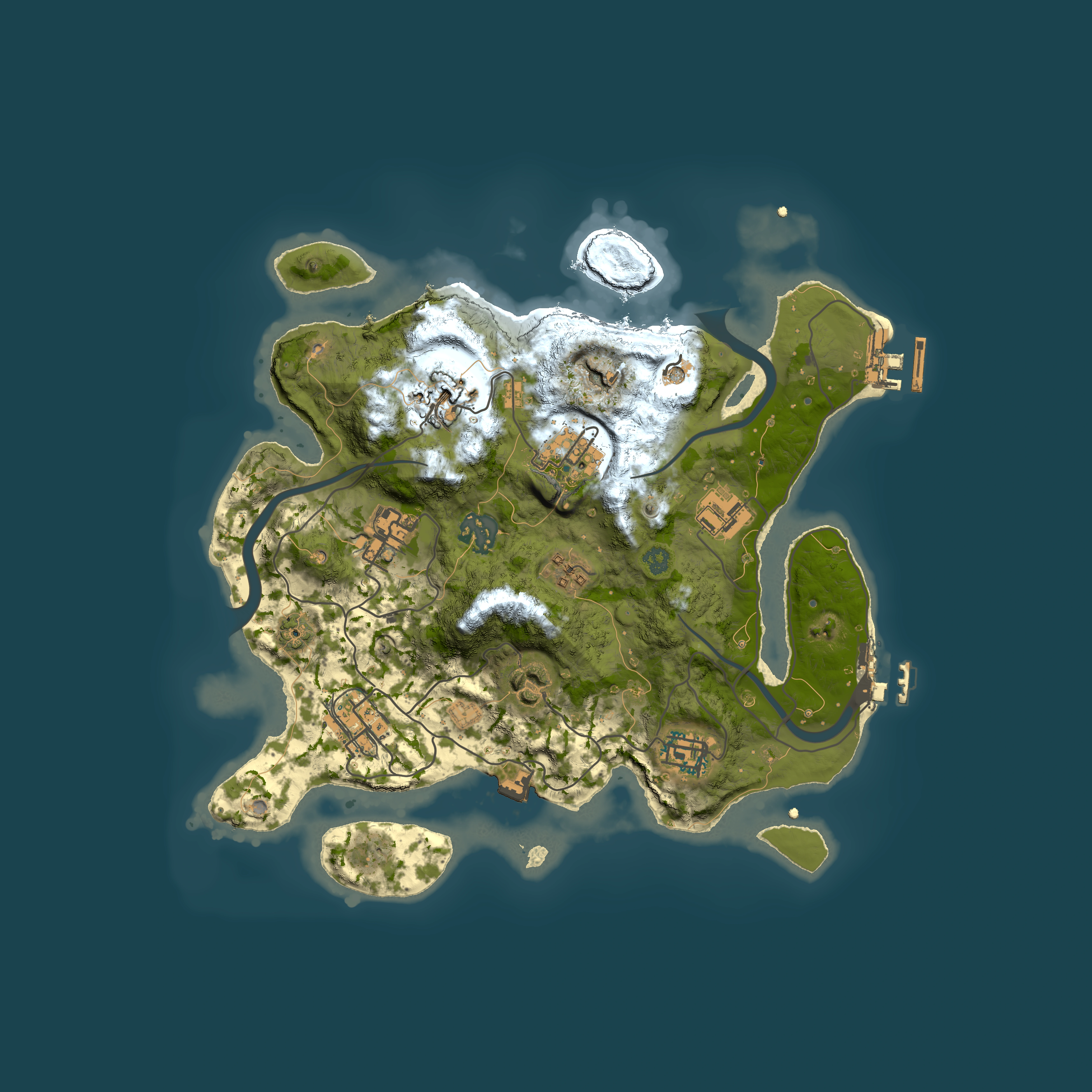 Full top-down render of Rust map seed 1932209350, 3000x3000m