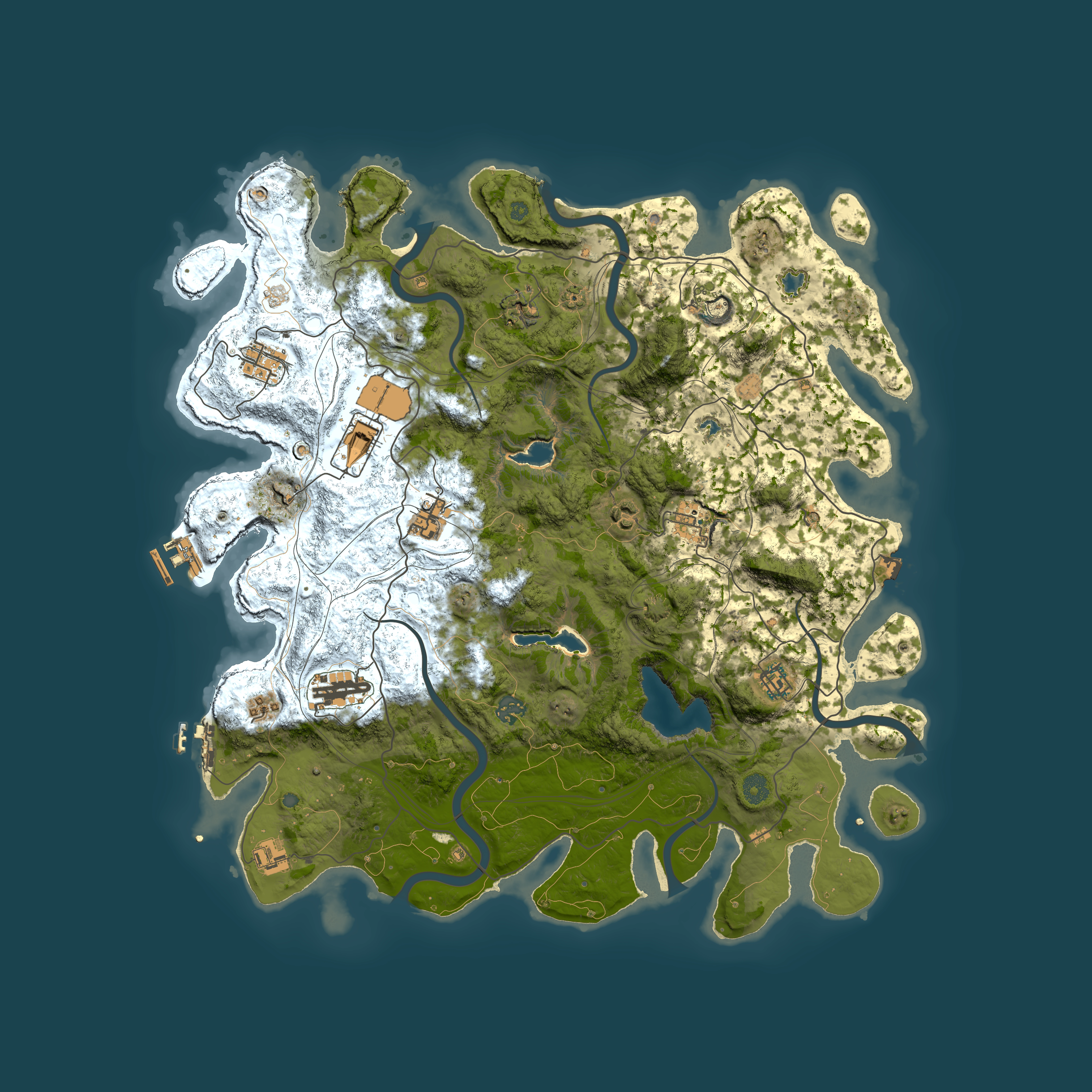 Full top-down render of Rust map seed 666364190, 4500x4500m