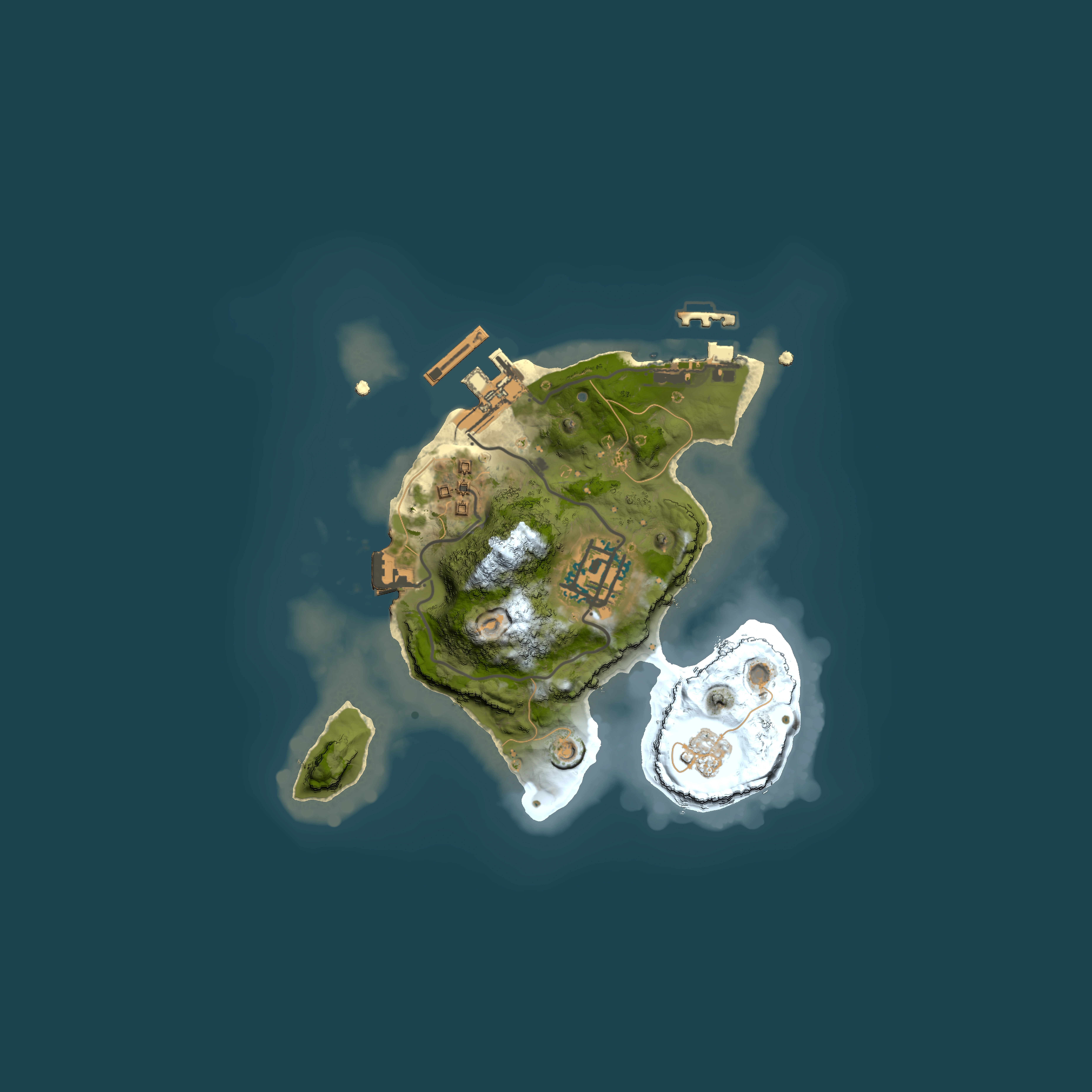 Full top-down render of Rust map seed 852564110, 2000x2000m