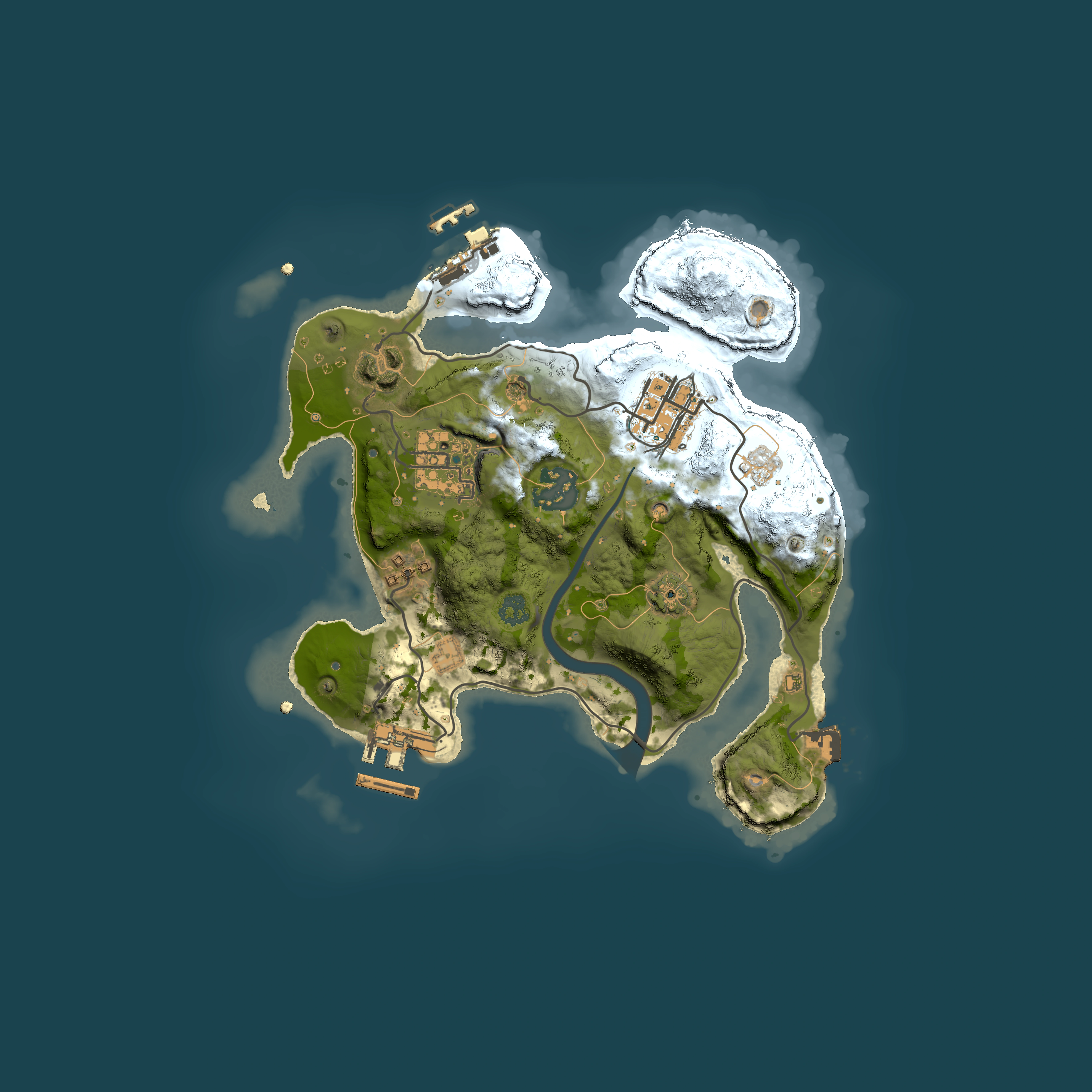 Full top-down render of Rust map seed 779160141, 2500x2500m