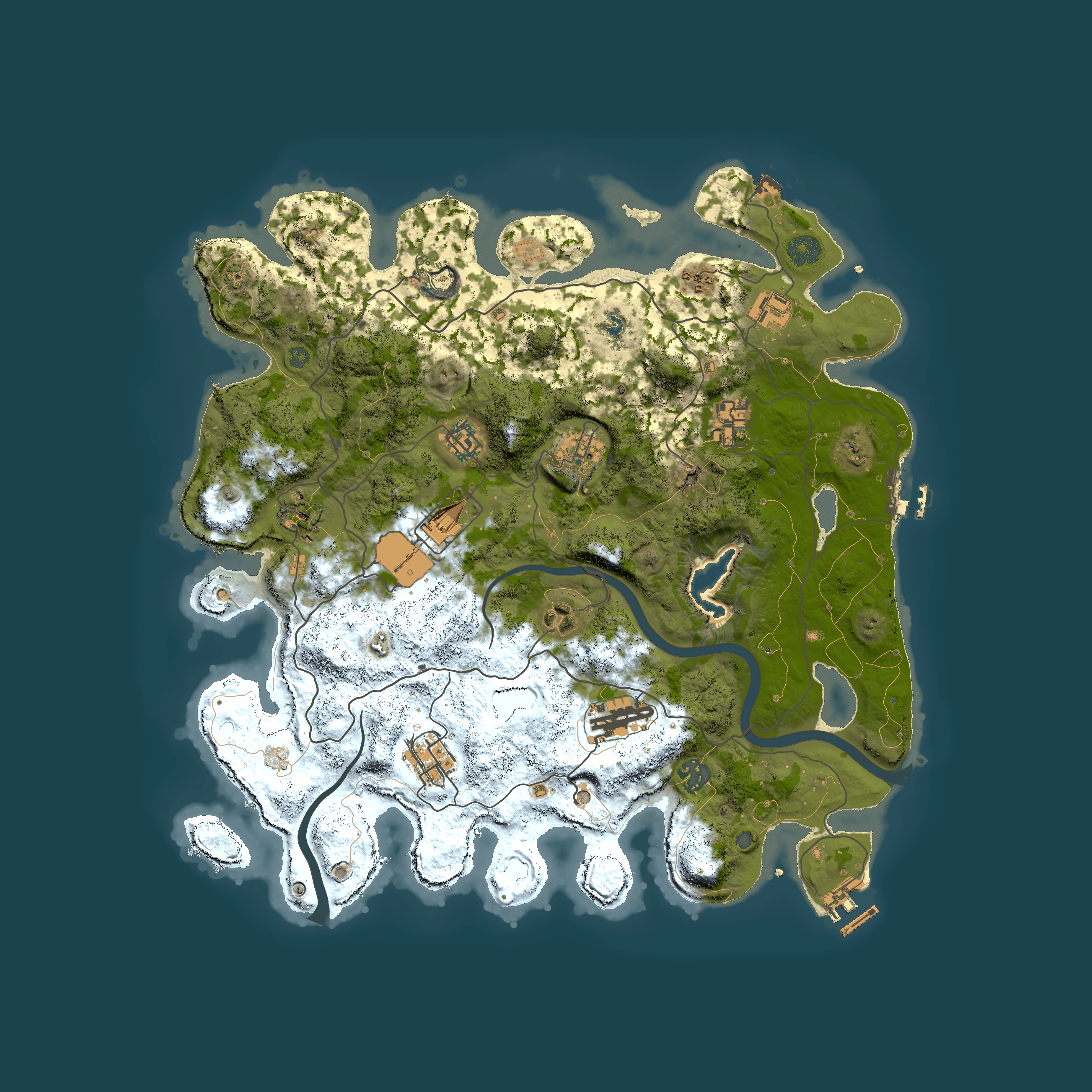 Full top-down render of Rust map seed 285297758, 4000x4000m
