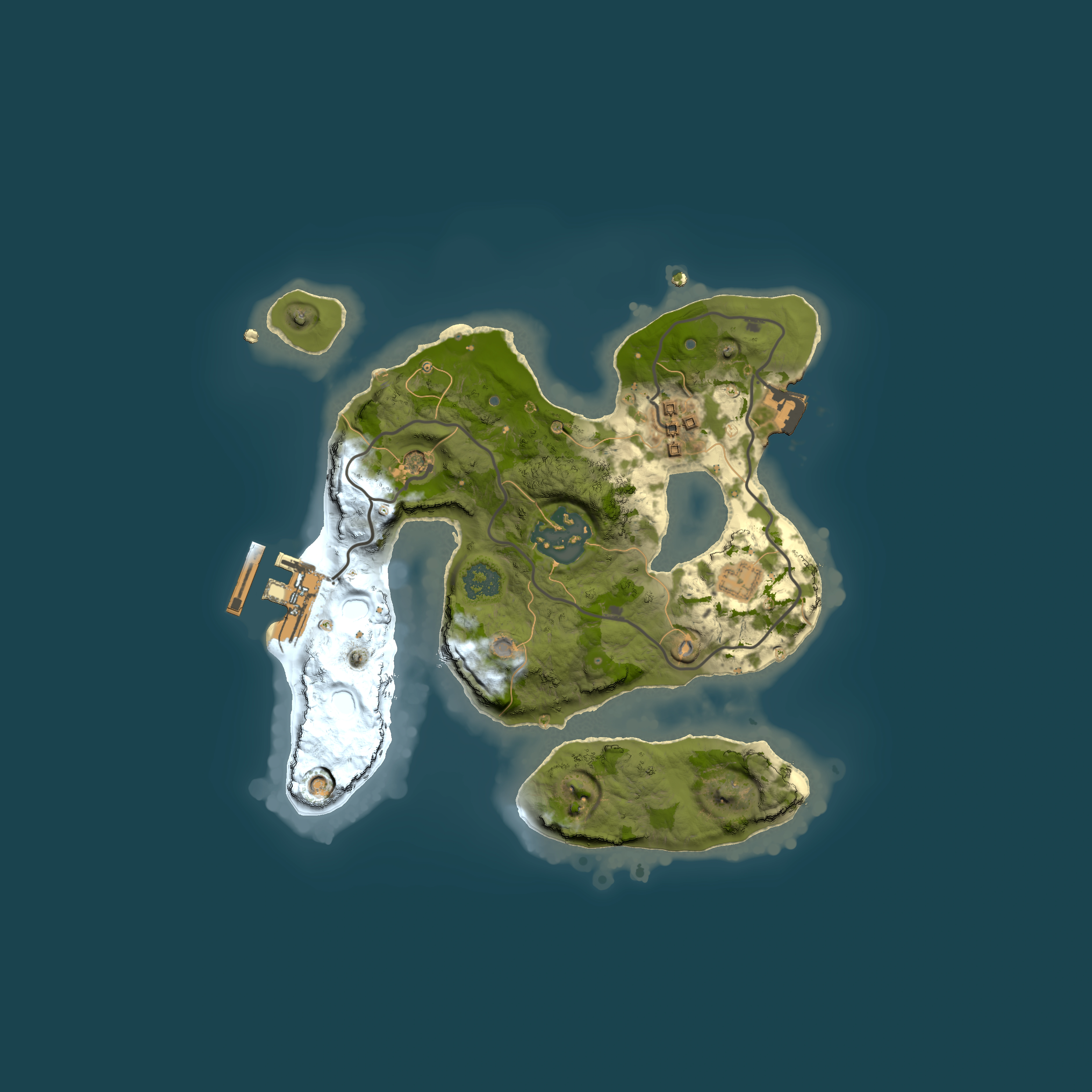 Full top-down render of Rust map seed 223632516, 2000x2000m