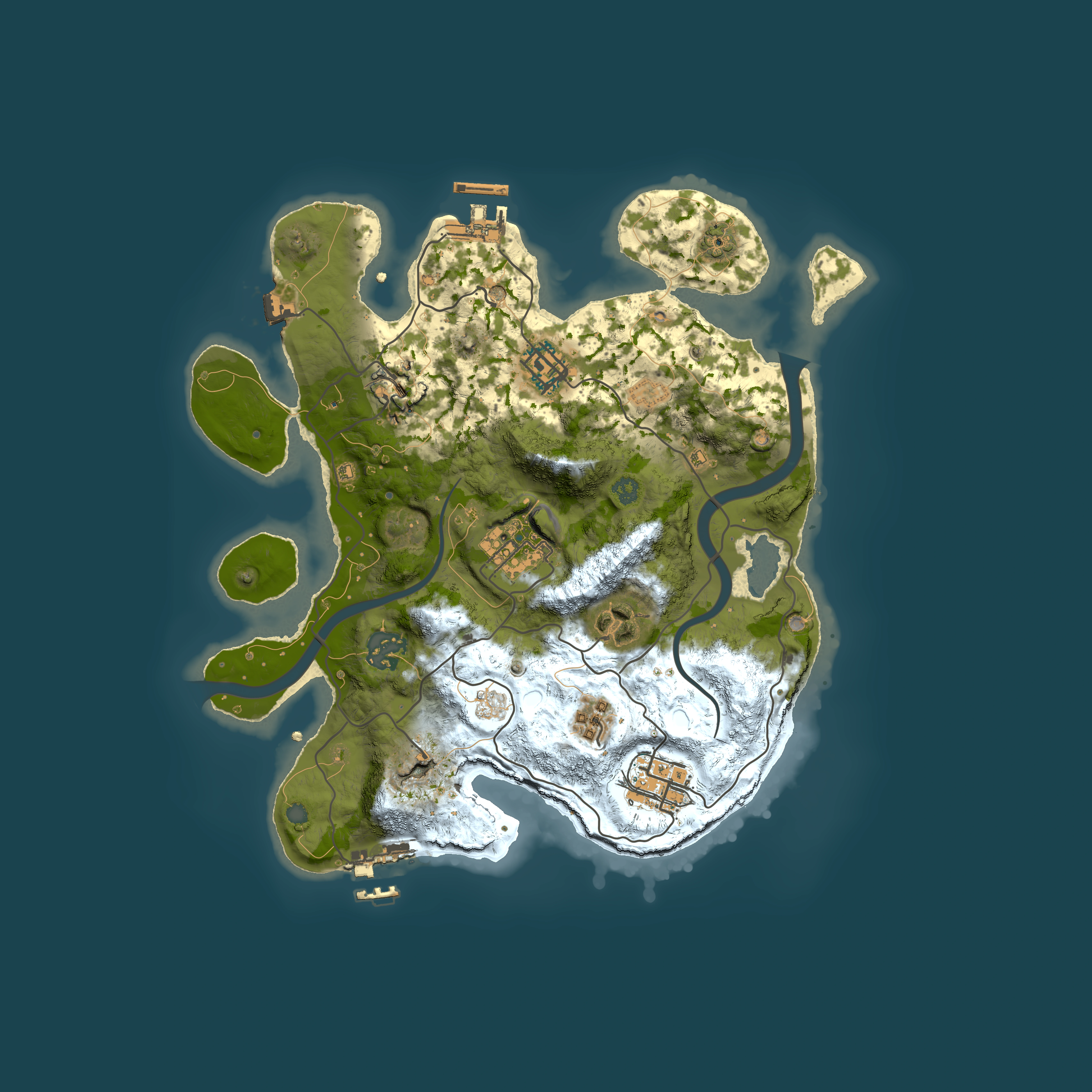 Full top-down render of Rust map seed 383052476, 3000x3000m