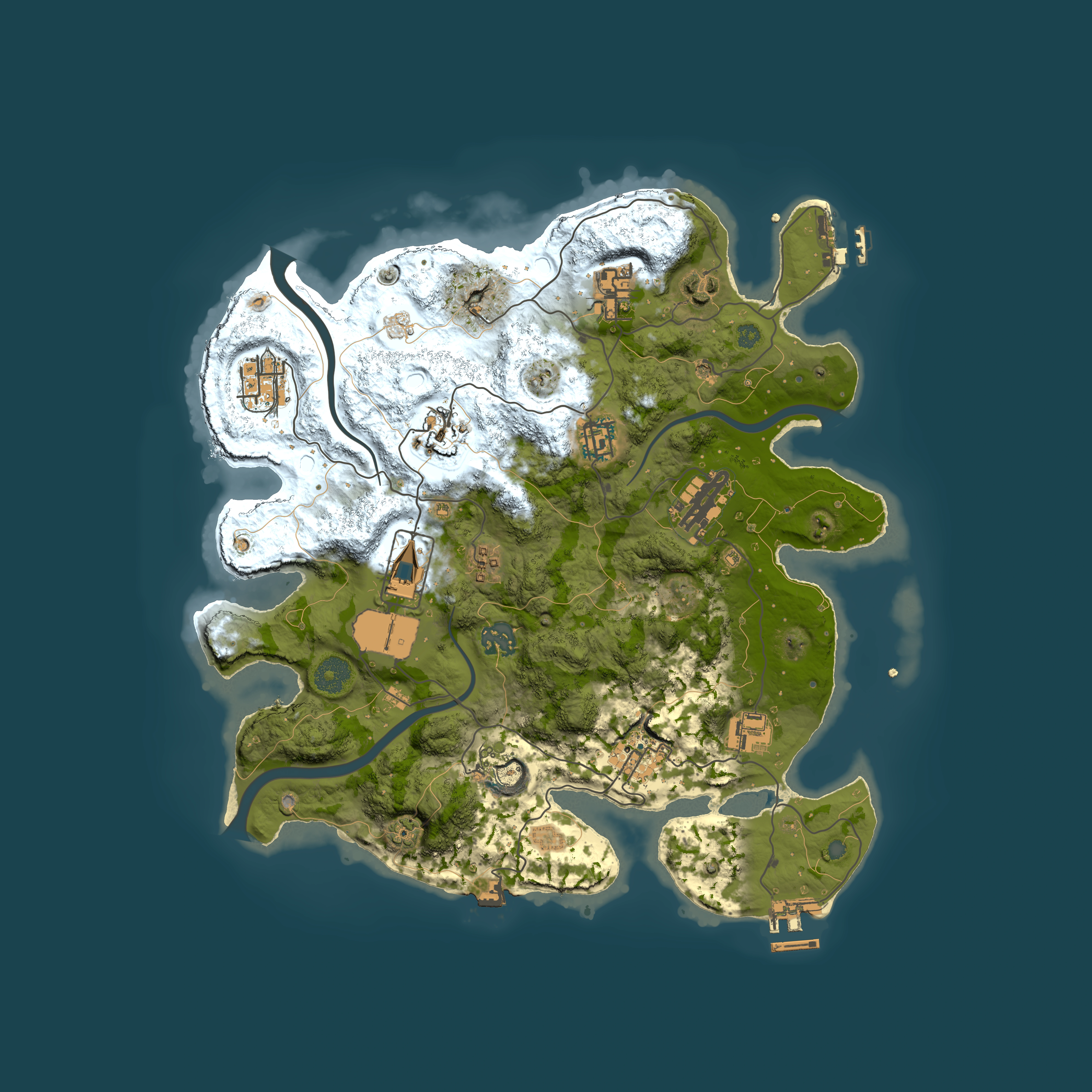 Full top-down render of Rust map seed 1455797272, 3500x3500m