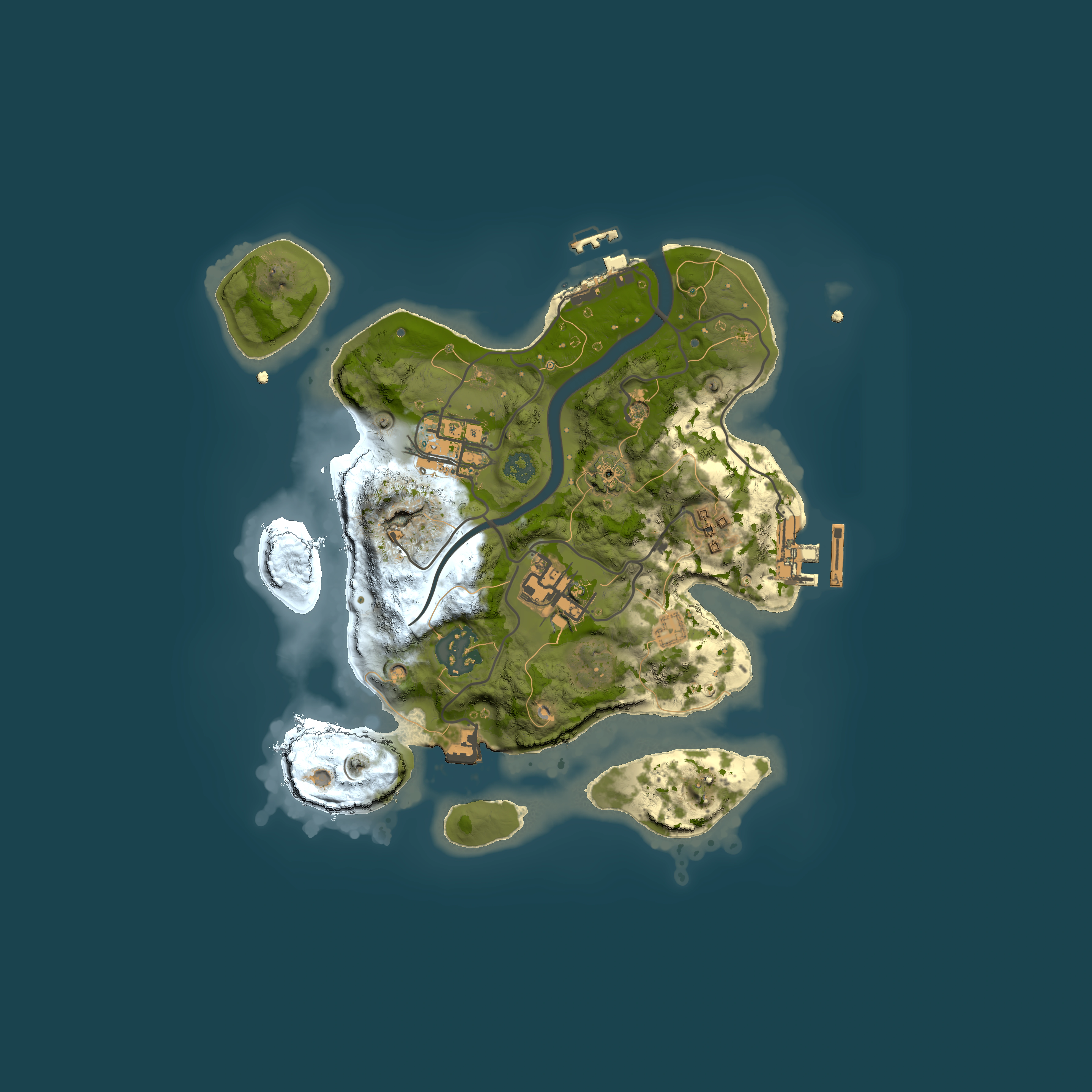 Full top-down render of Rust map seed 2091114902, 2500x2500m