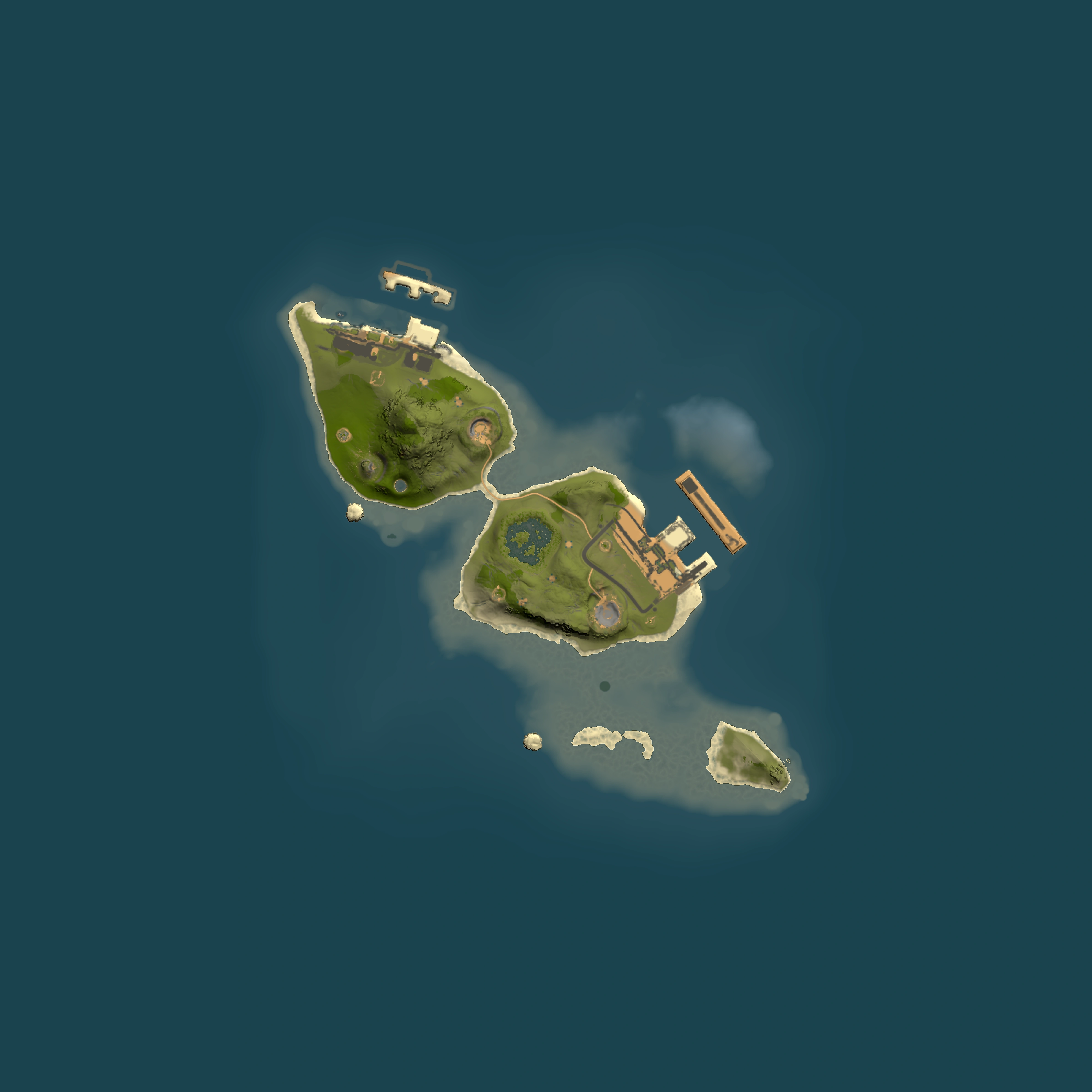 Full top-down render of Rust map seed 1470363874, 1500x1500m