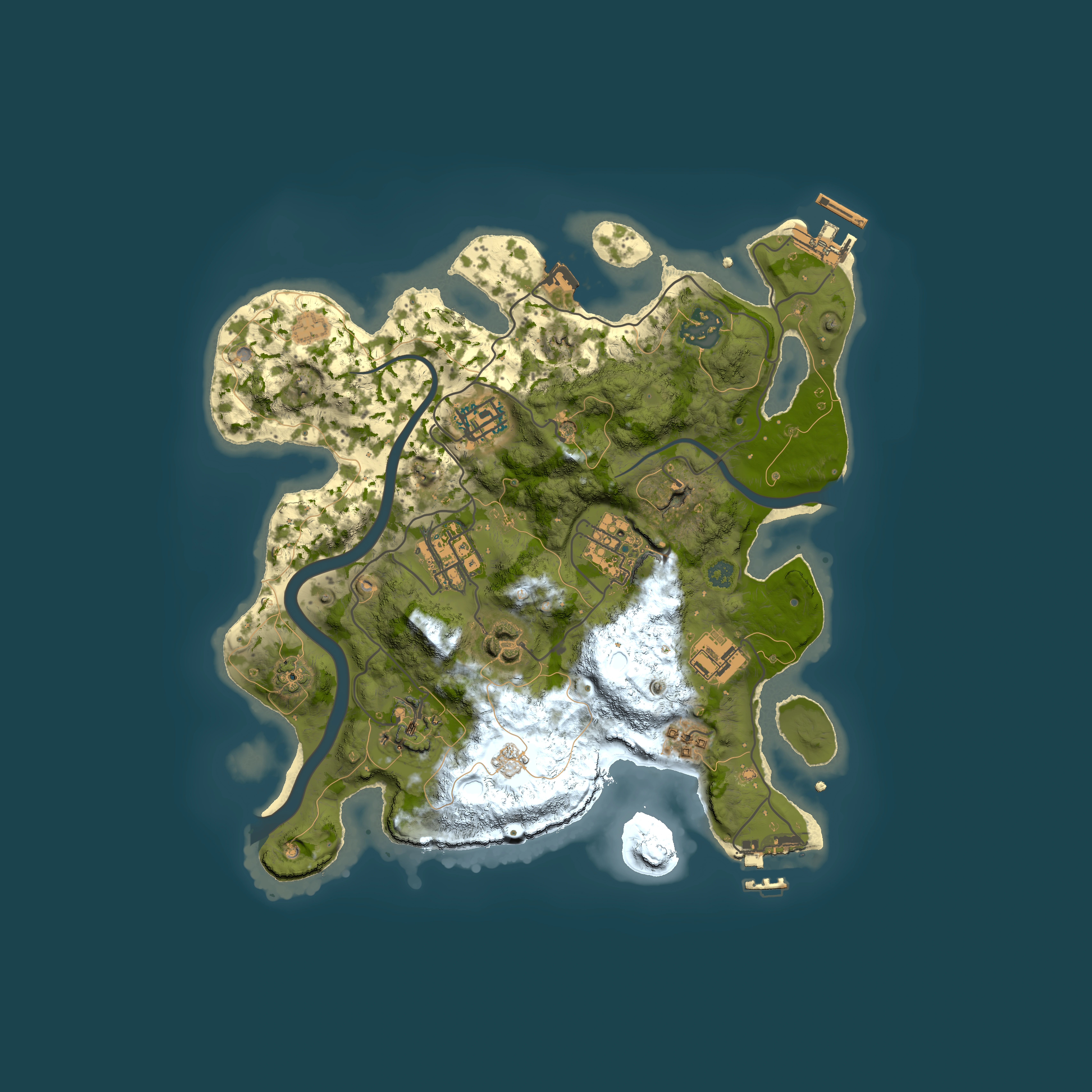 Full top-down render of Rust map seed 1211398639, 3000x3000m