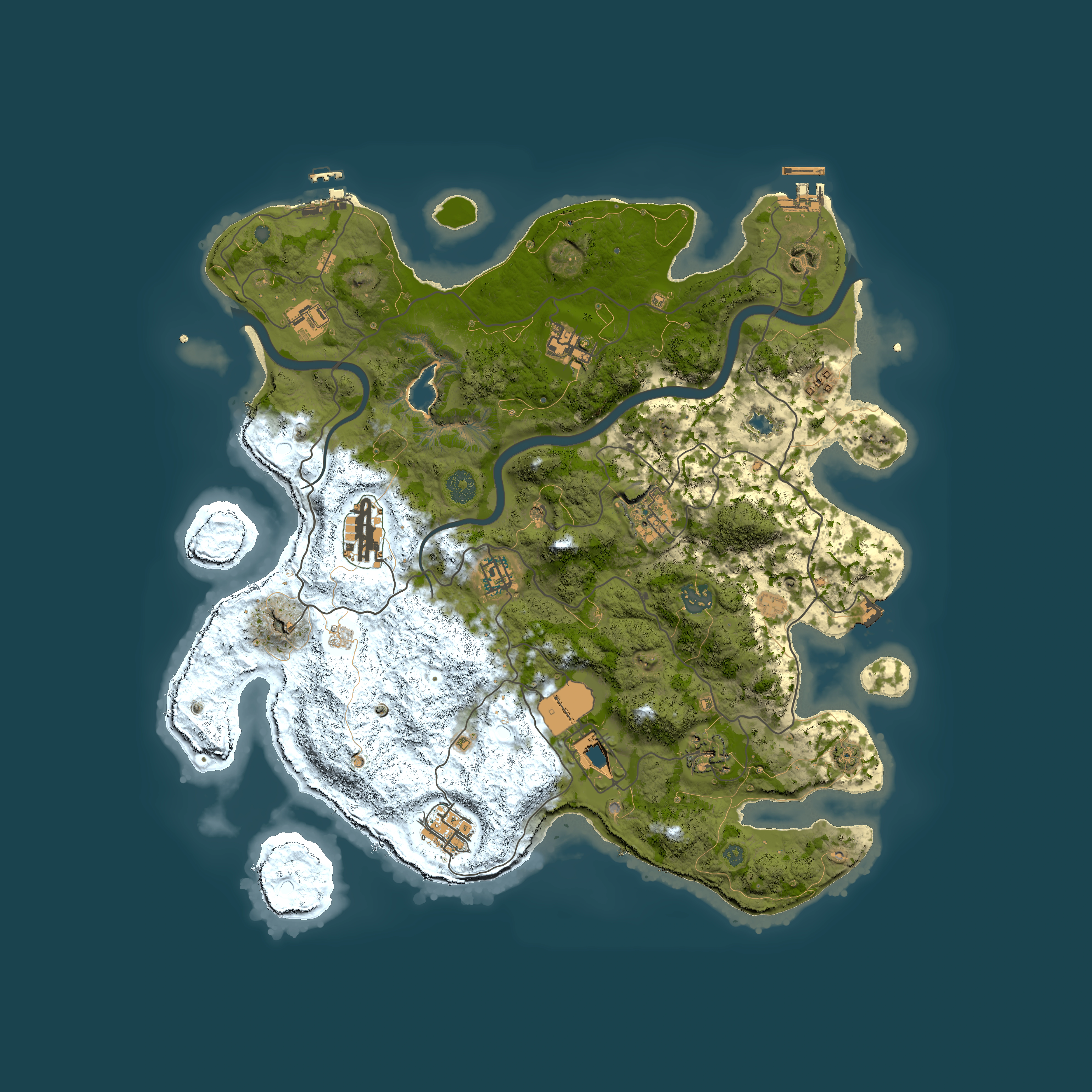 Full top-down render of Rust map seed 1643300144, 4000x4000m