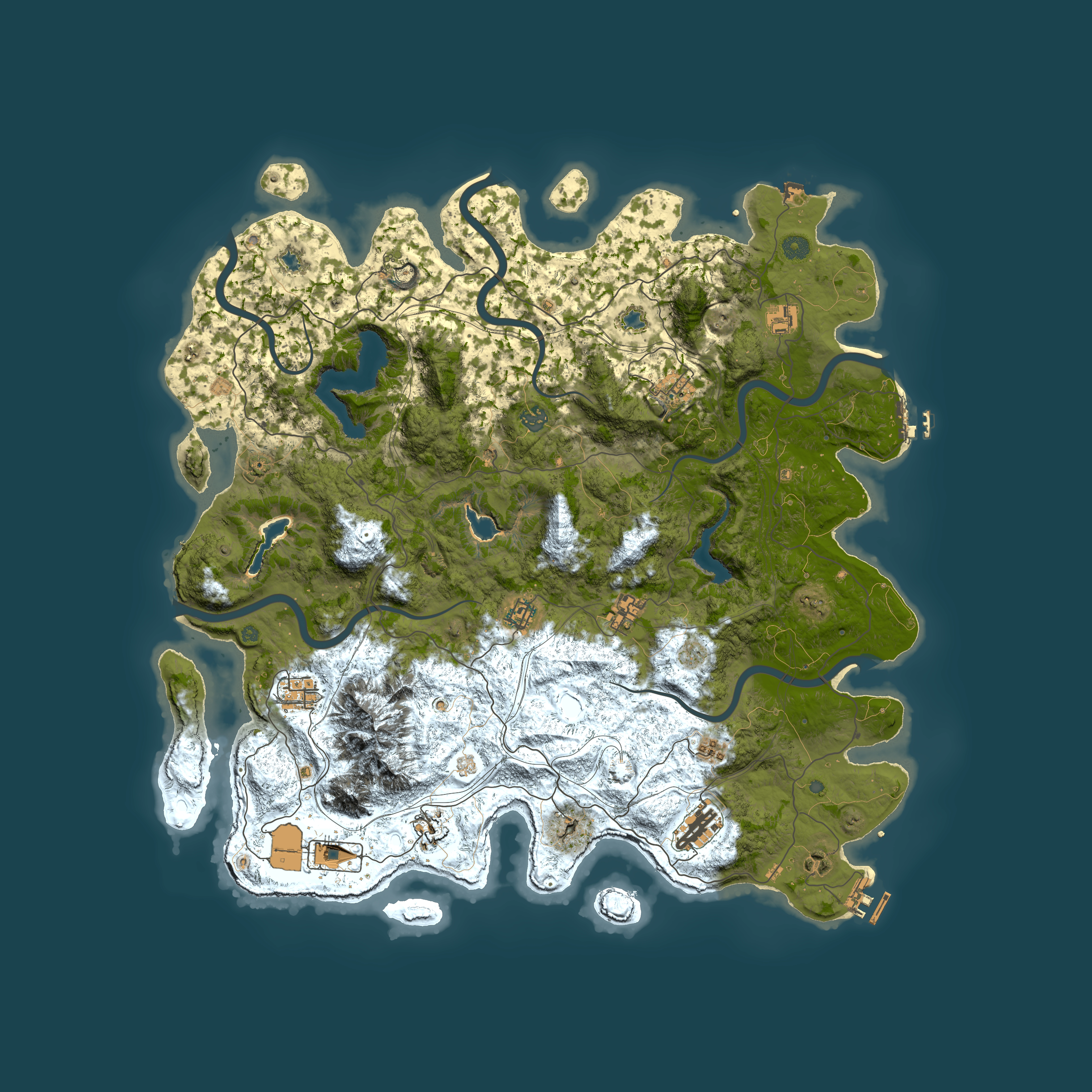 Full top-down render of Rust map seed 714110501, 5000x5000m