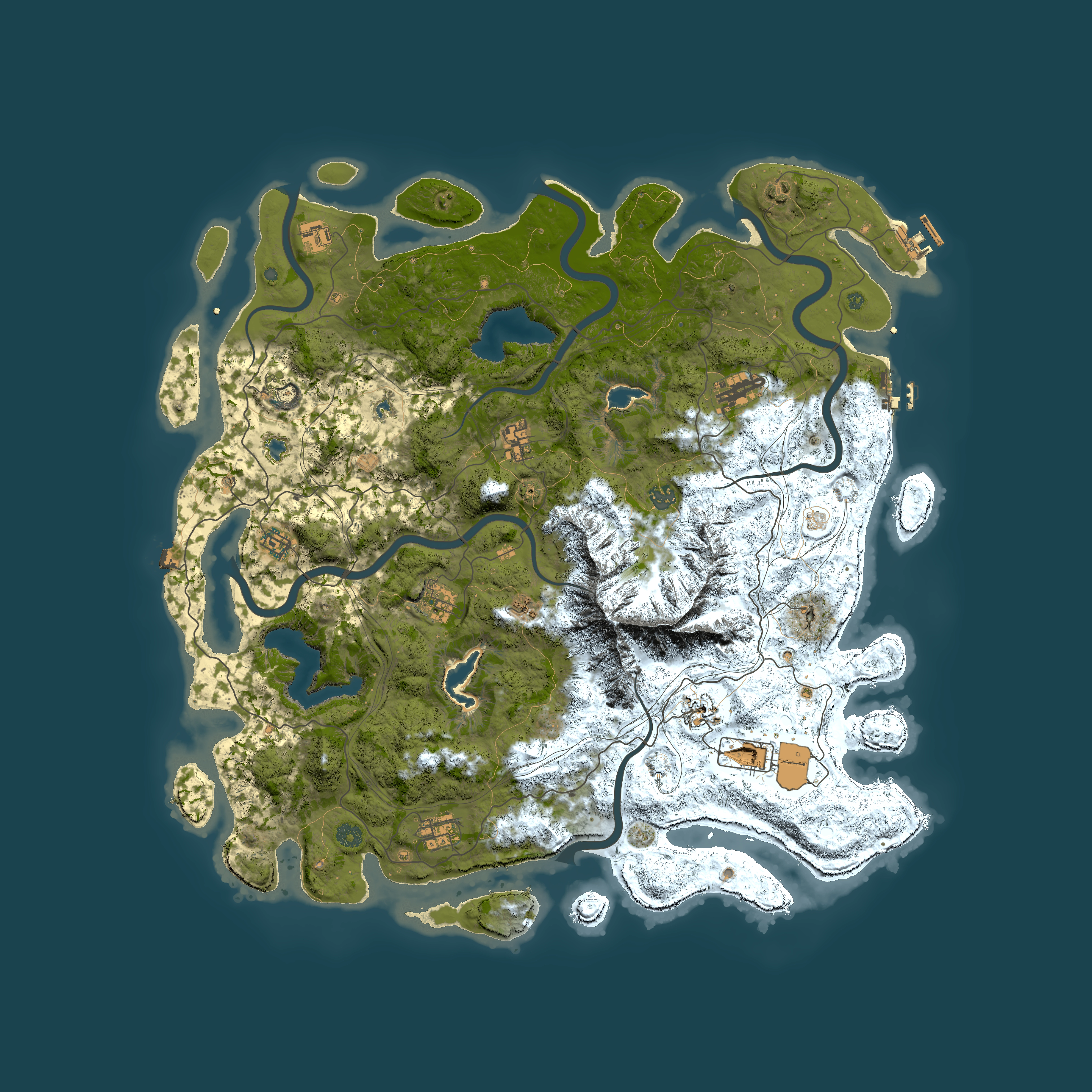 Full top-down render of Rust map seed 1295769648, 5000x5000m