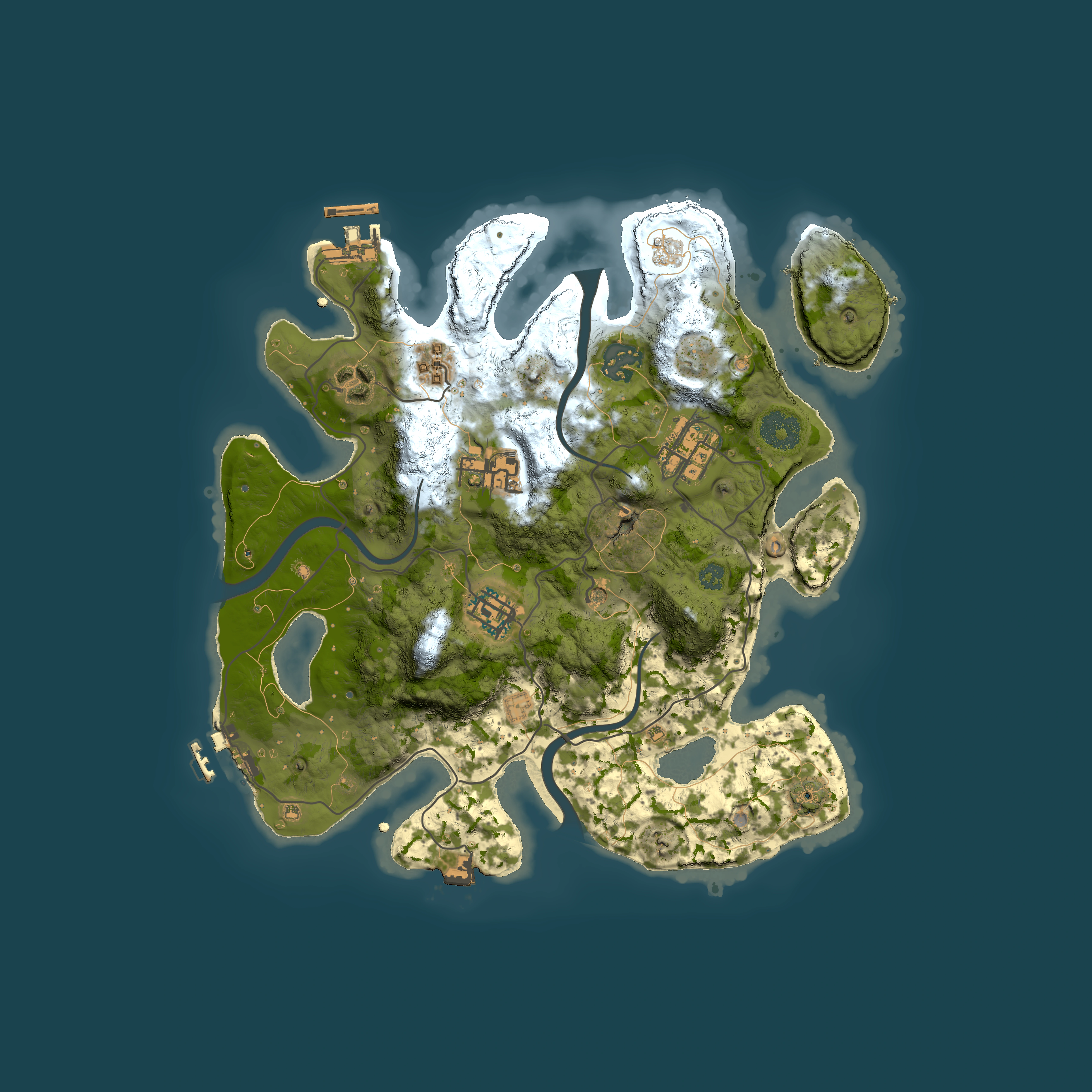 Full top-down render of Rust map seed 1833106743, 3000x3000m