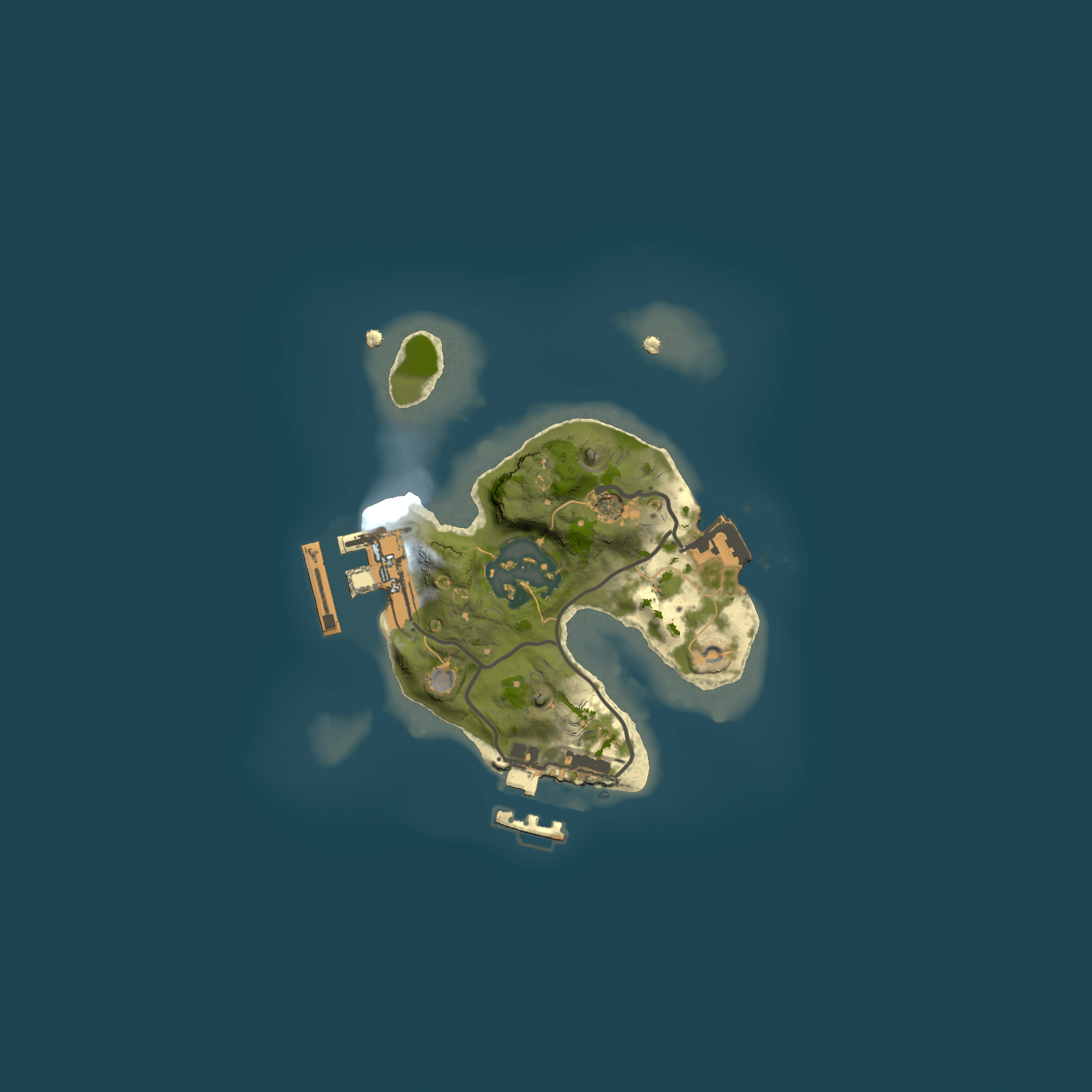 Full top-down render of Rust map seed 1461061204, 1500x1500m