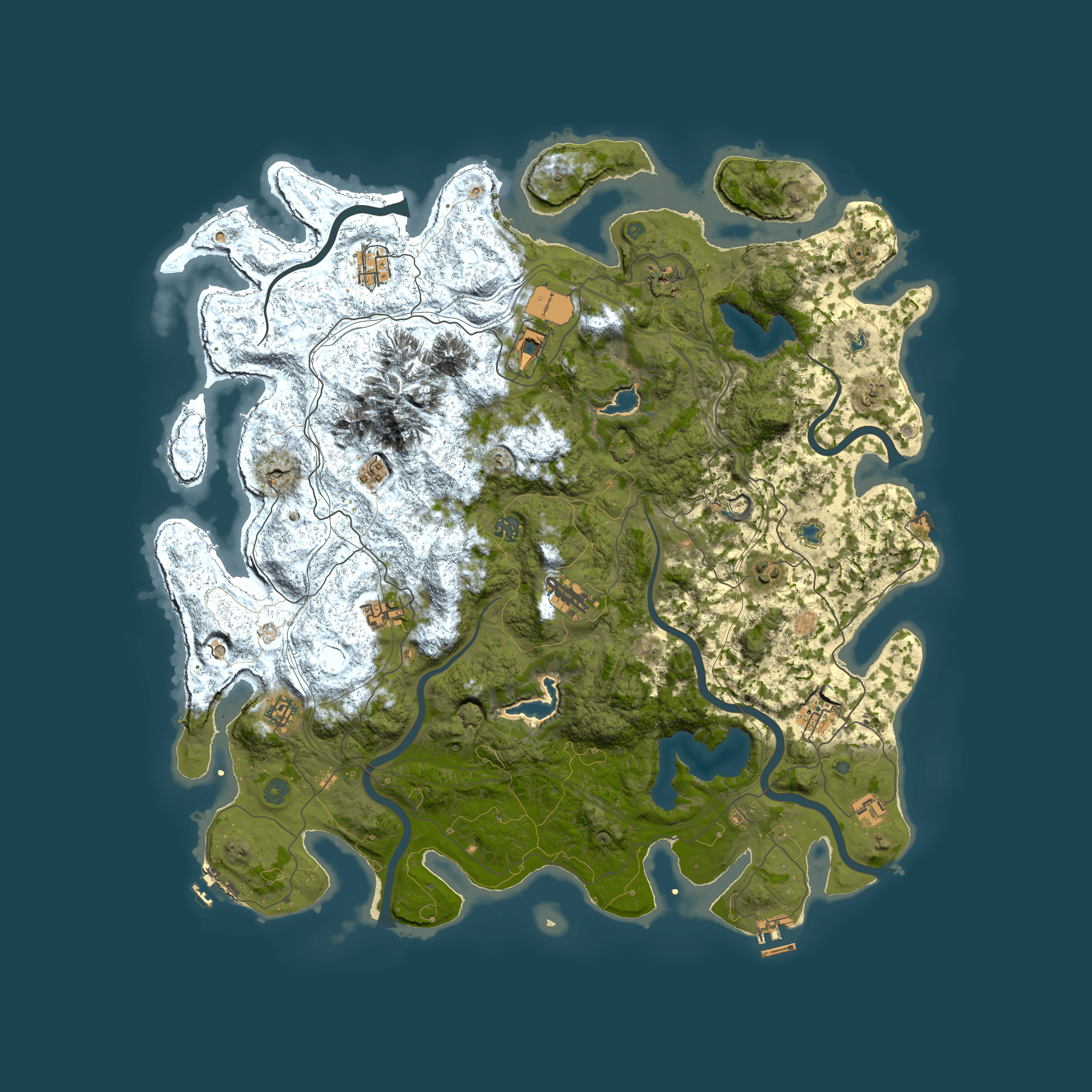 Full top-down render of Rust map seed 408911796, 5000x5000m