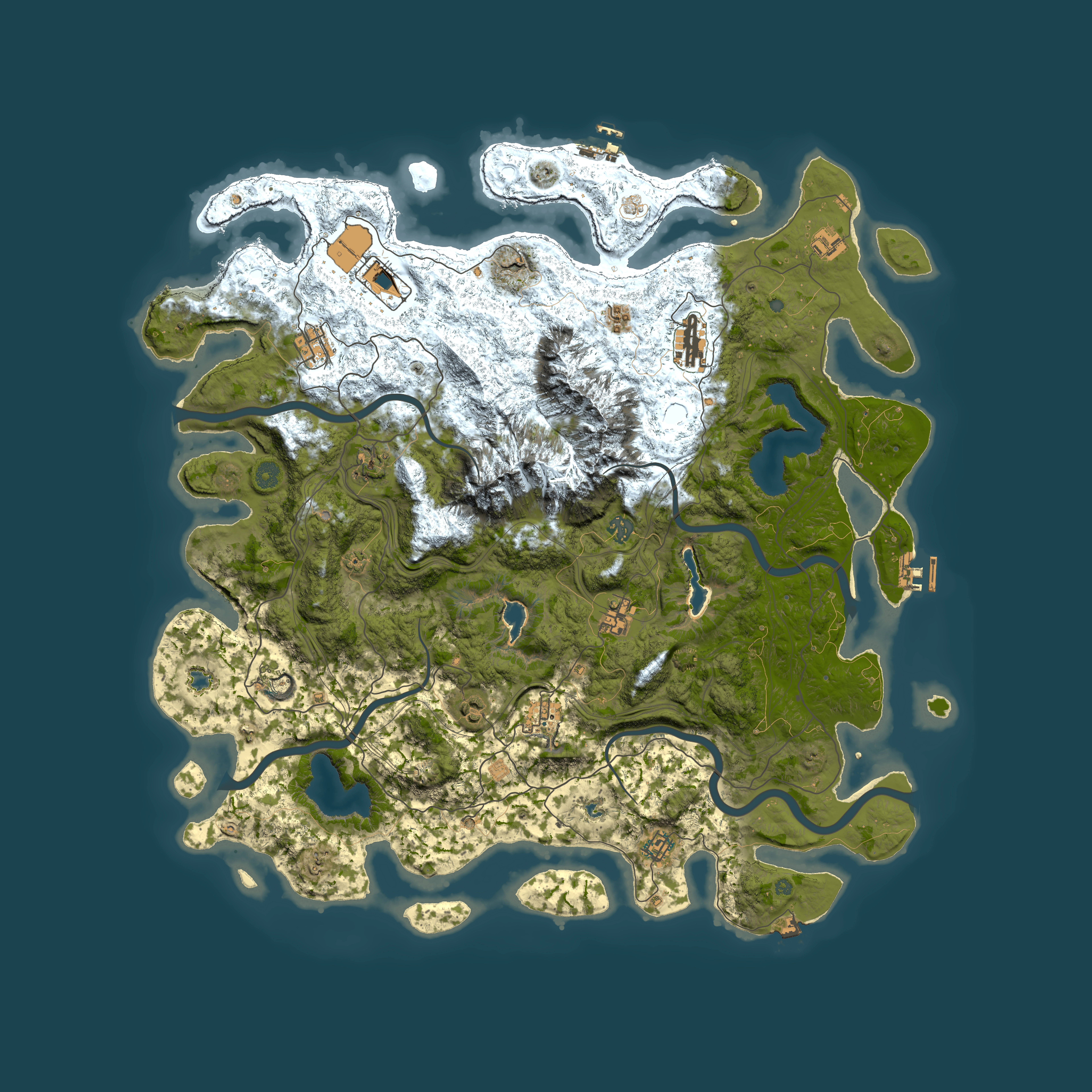 Full top-down render of Rust map seed 1821631801, 5000x5000m