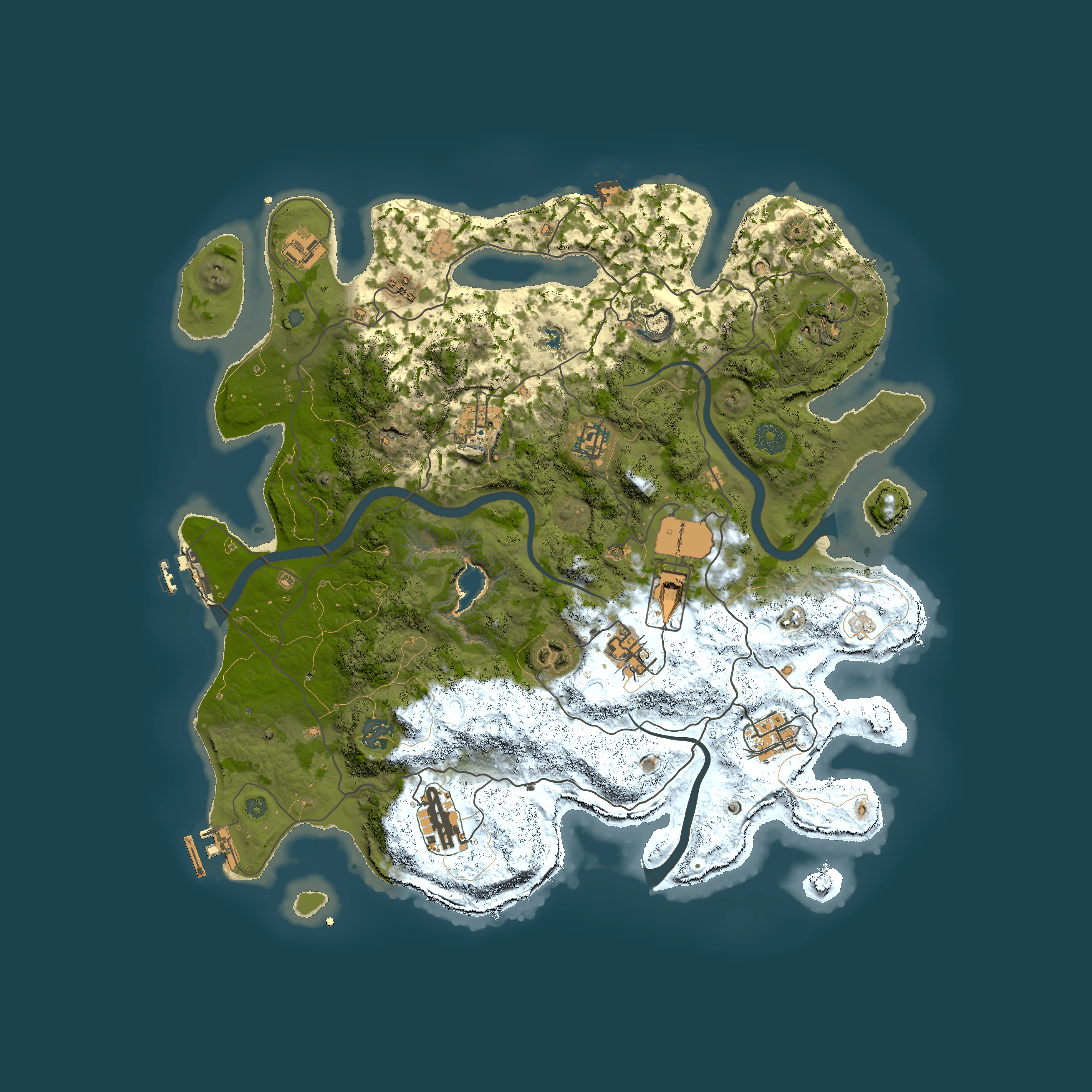 Full top-down render of Rust map seed 1623835676, 4000x4000m