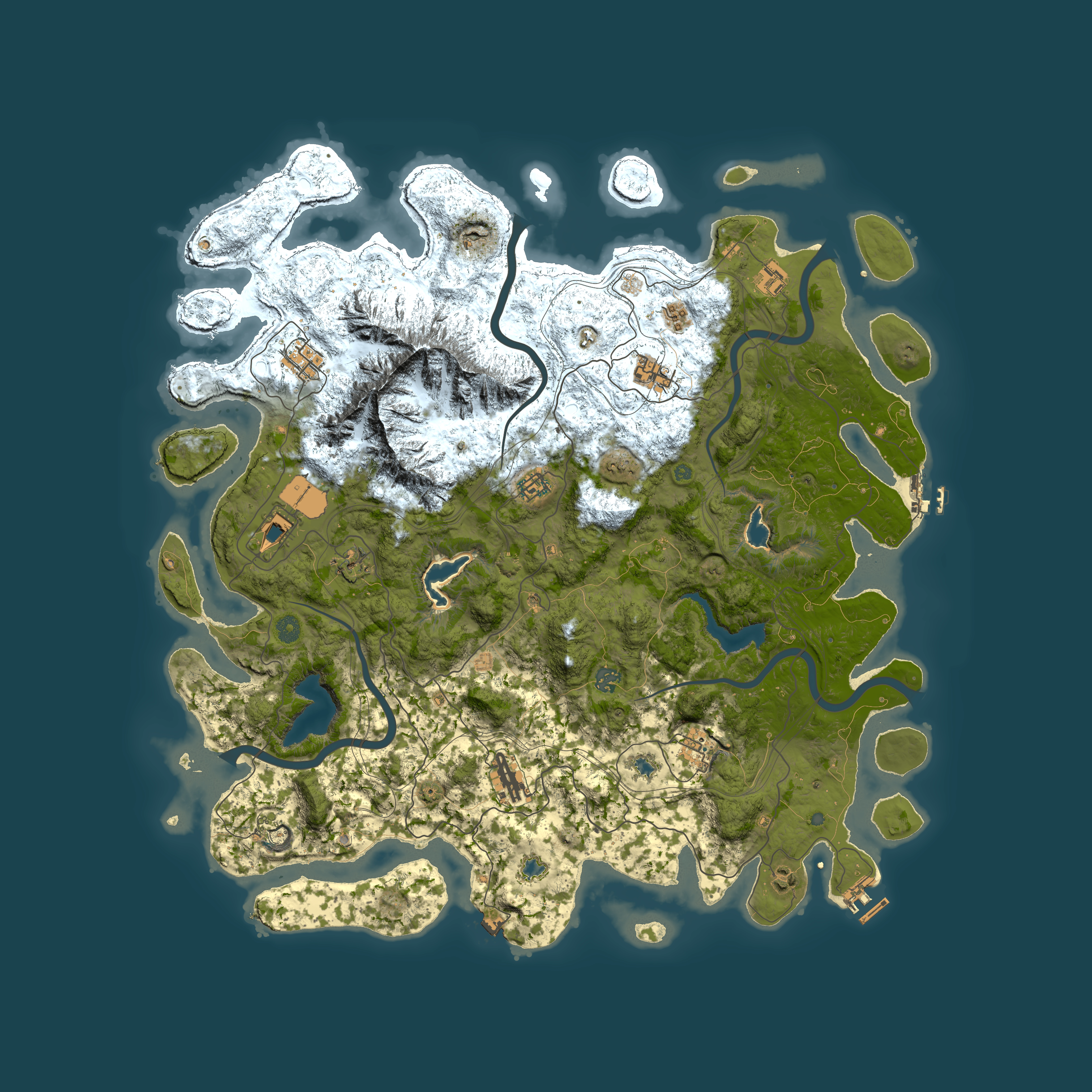 Full top-down render of Rust map seed 1146871242, 5000x5000m