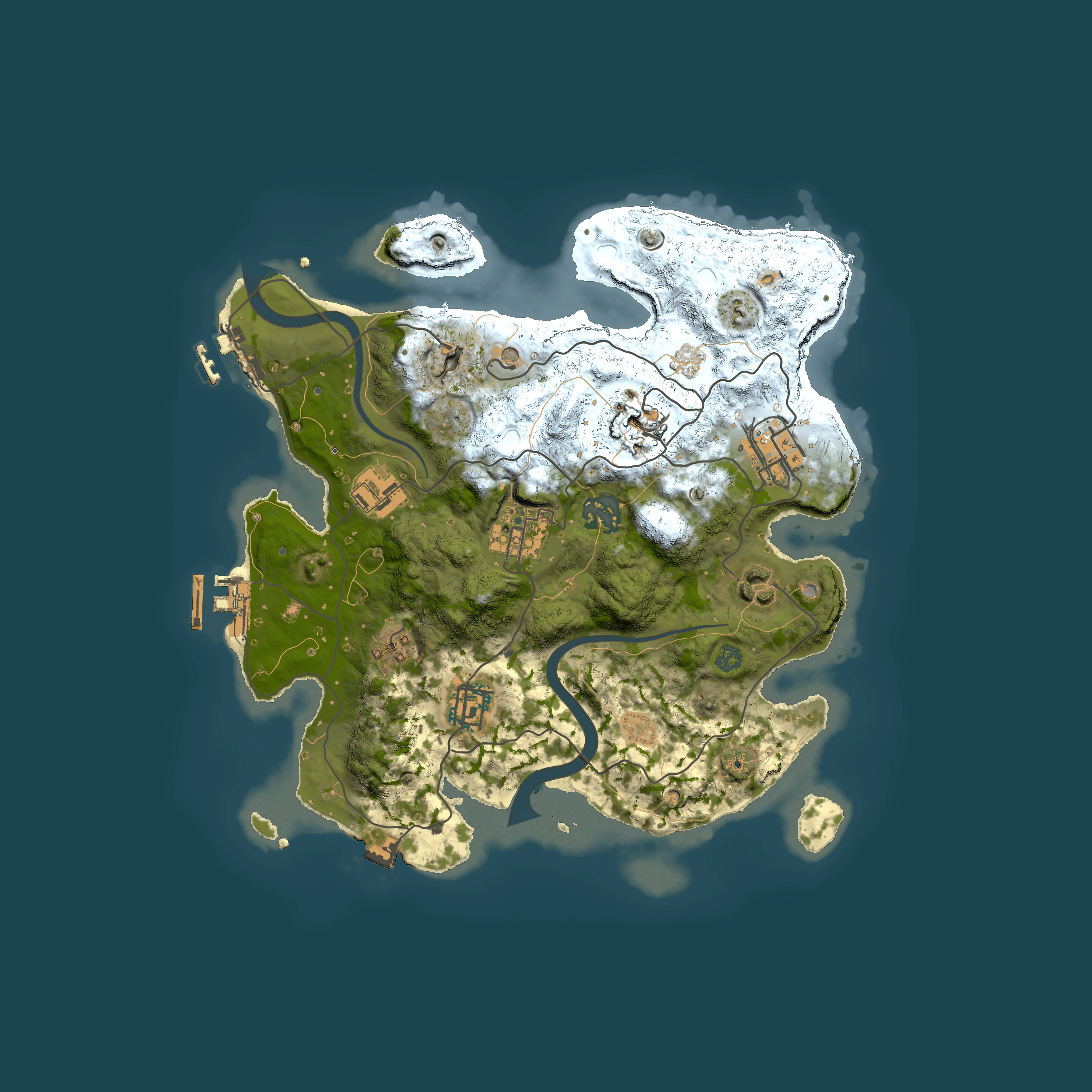 Full top-down render of Rust map seed 1955910671, 3000x3000m