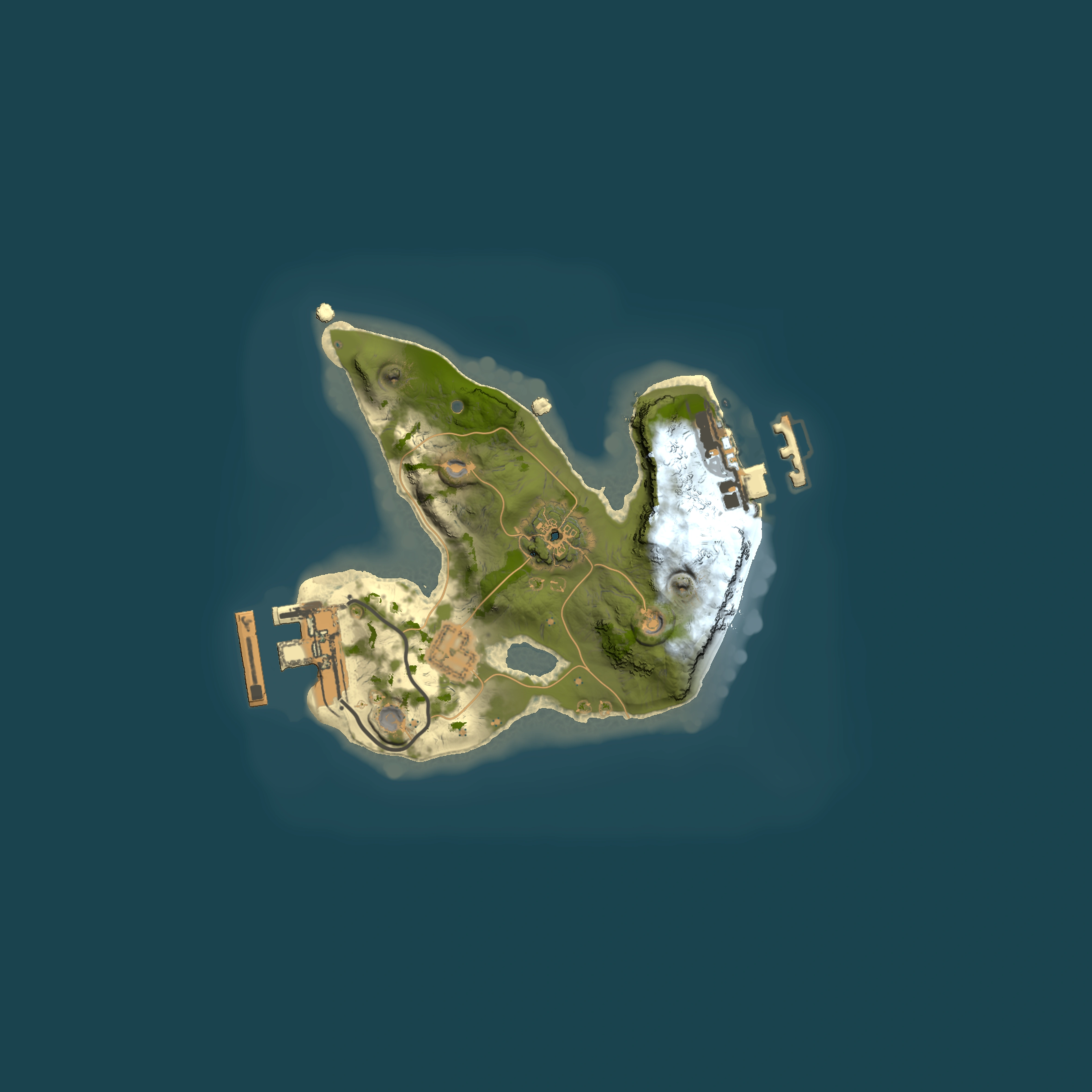 Full top-down render of Rust map seed 470592499, 1500x1500m