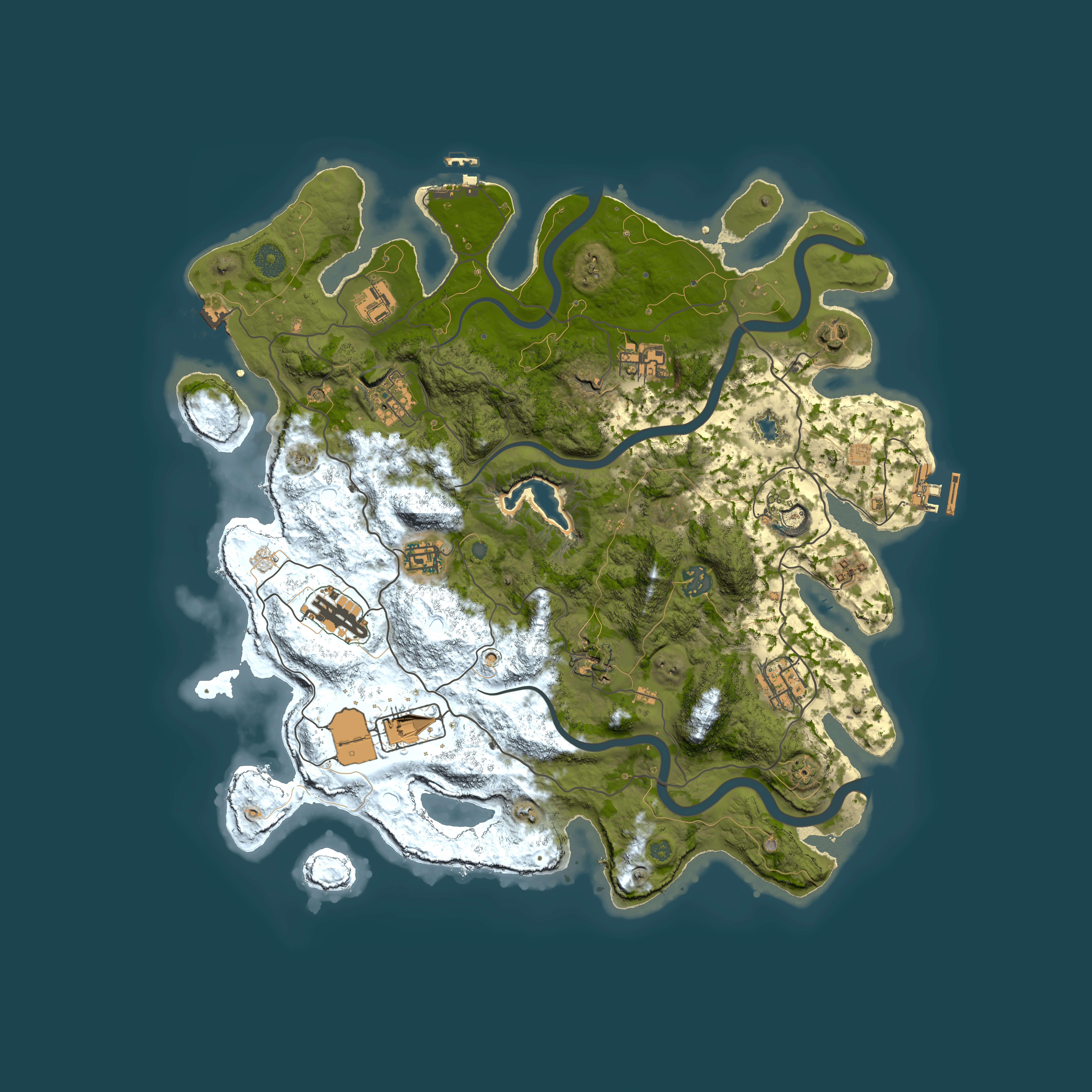 Full top-down render of Rust map seed 877023414, 4000x4000m
