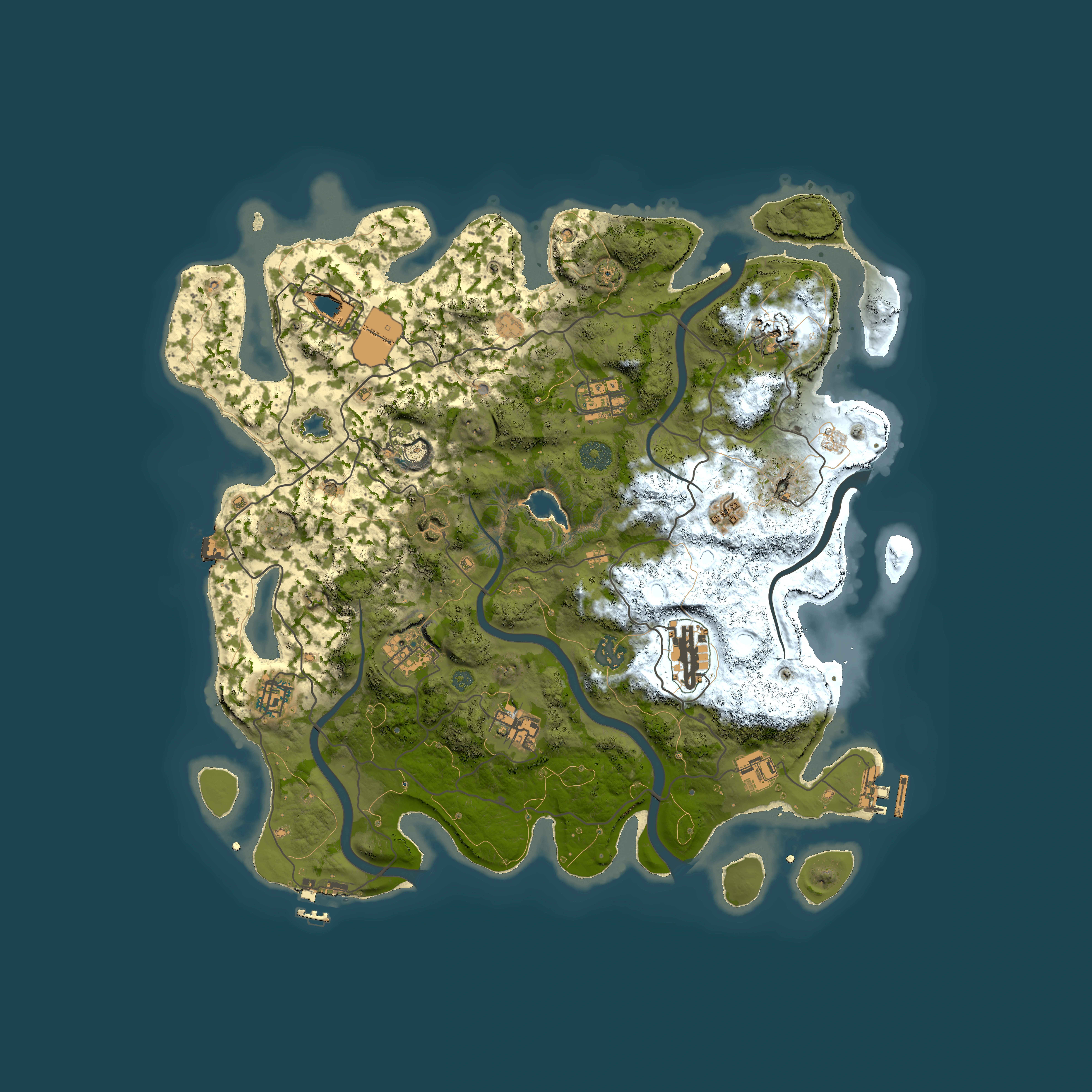 Full top-down render of Rust map seed 98279727, 4000x4000m