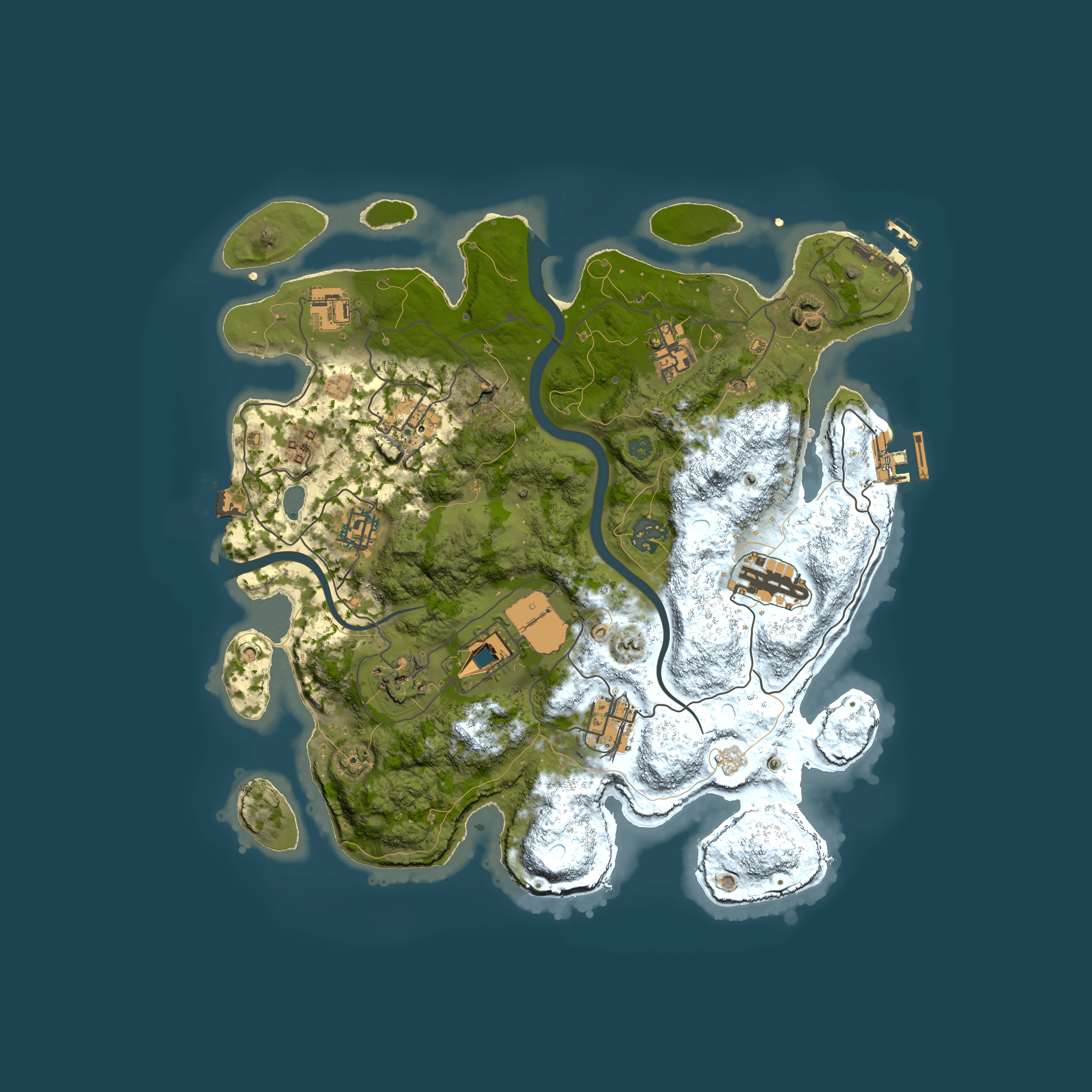 Full top-down render of Rust map seed 2109091521, 3500x3500m