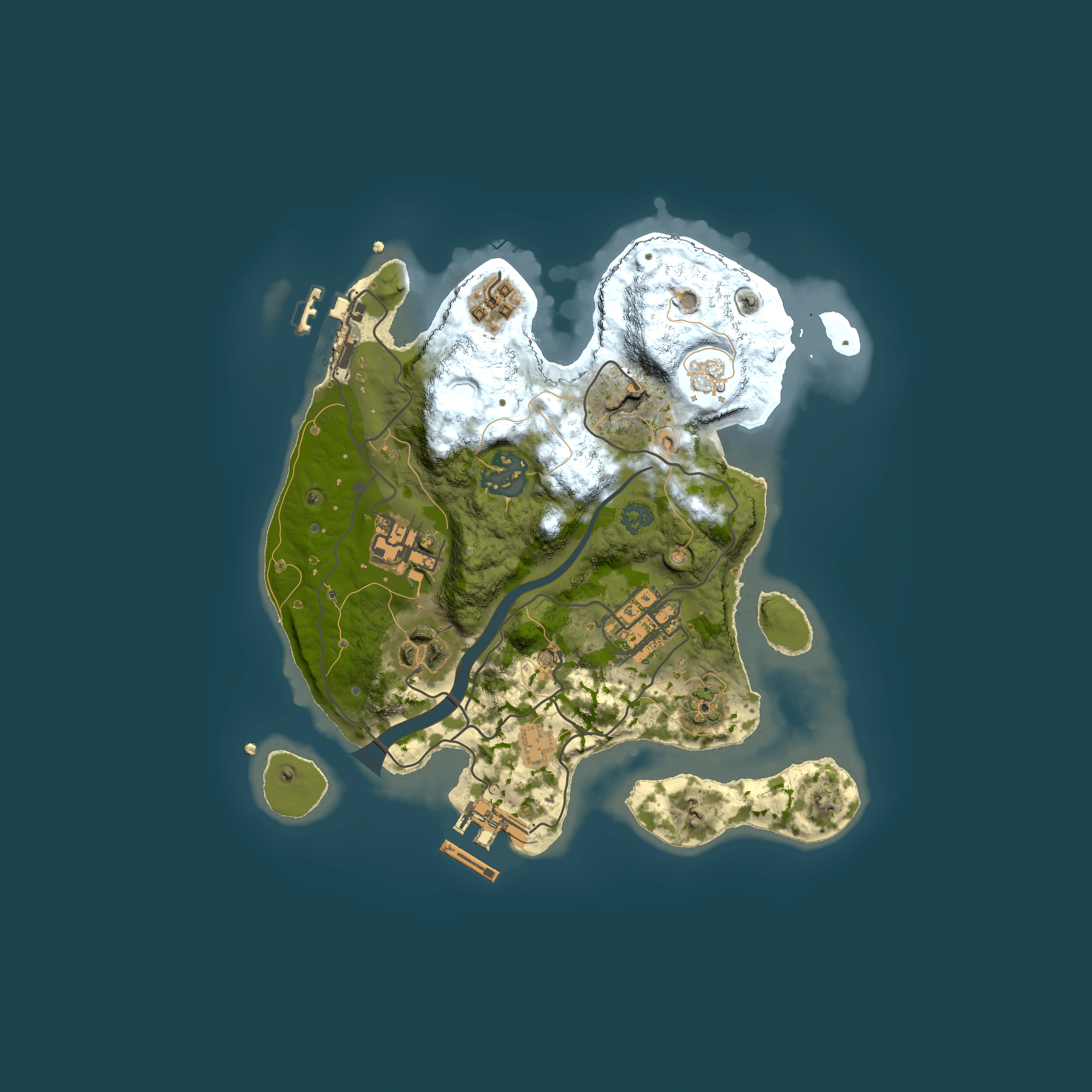 Full top-down render of Rust map seed 107571036, 2500x2500m