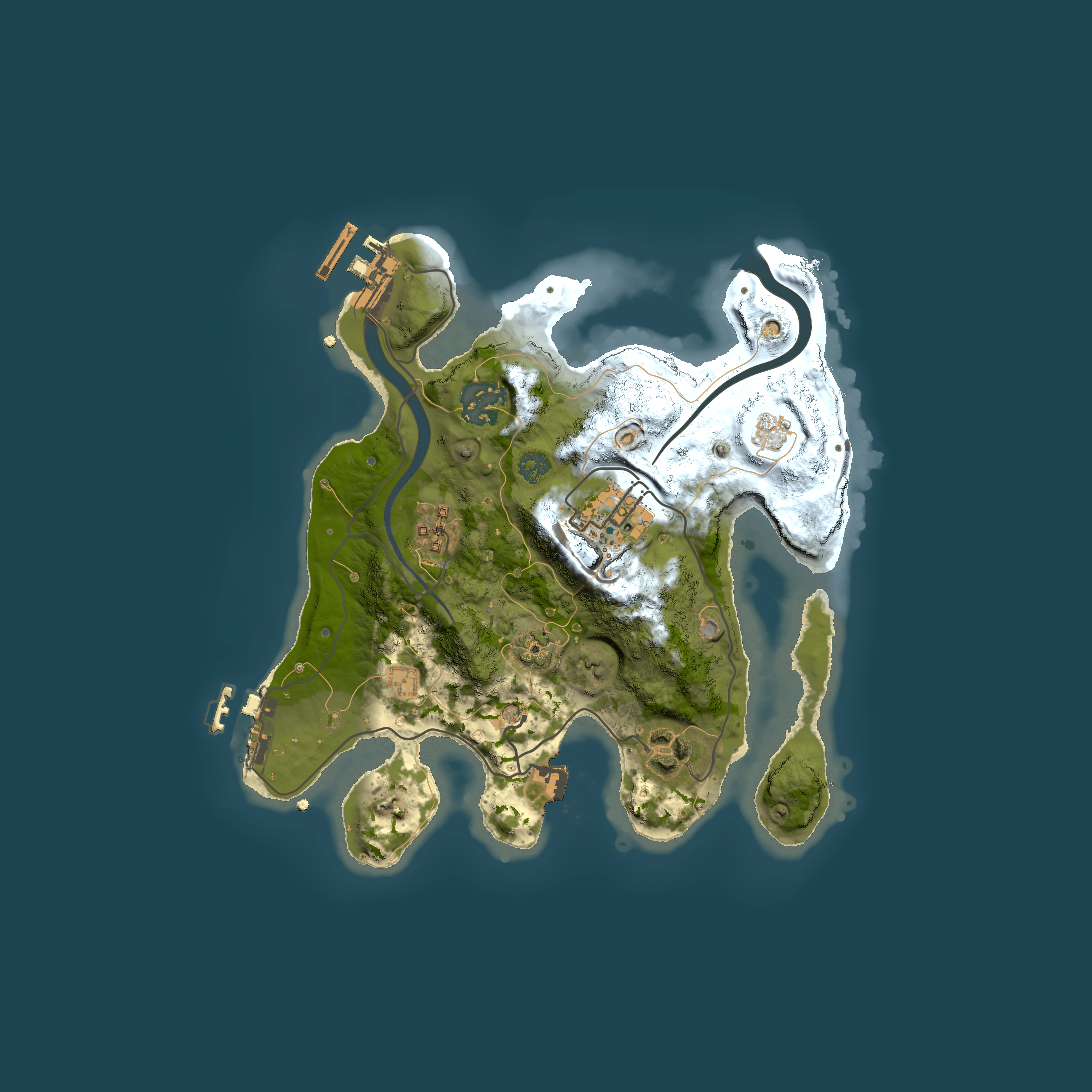 Full top-down render of Rust map seed 564363707, 2500x2500m