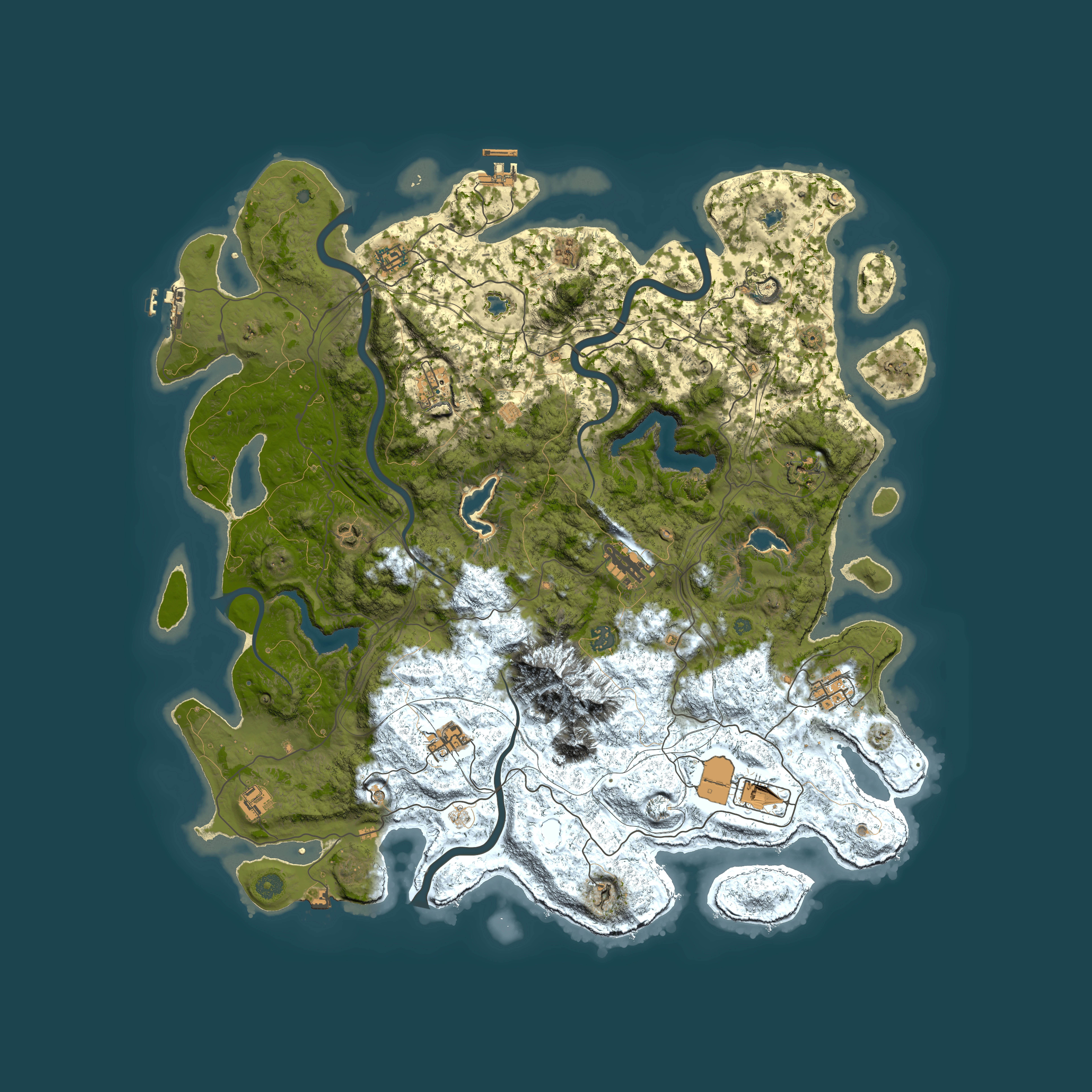 Full top-down render of Rust map seed 254627896, 5000x5000m