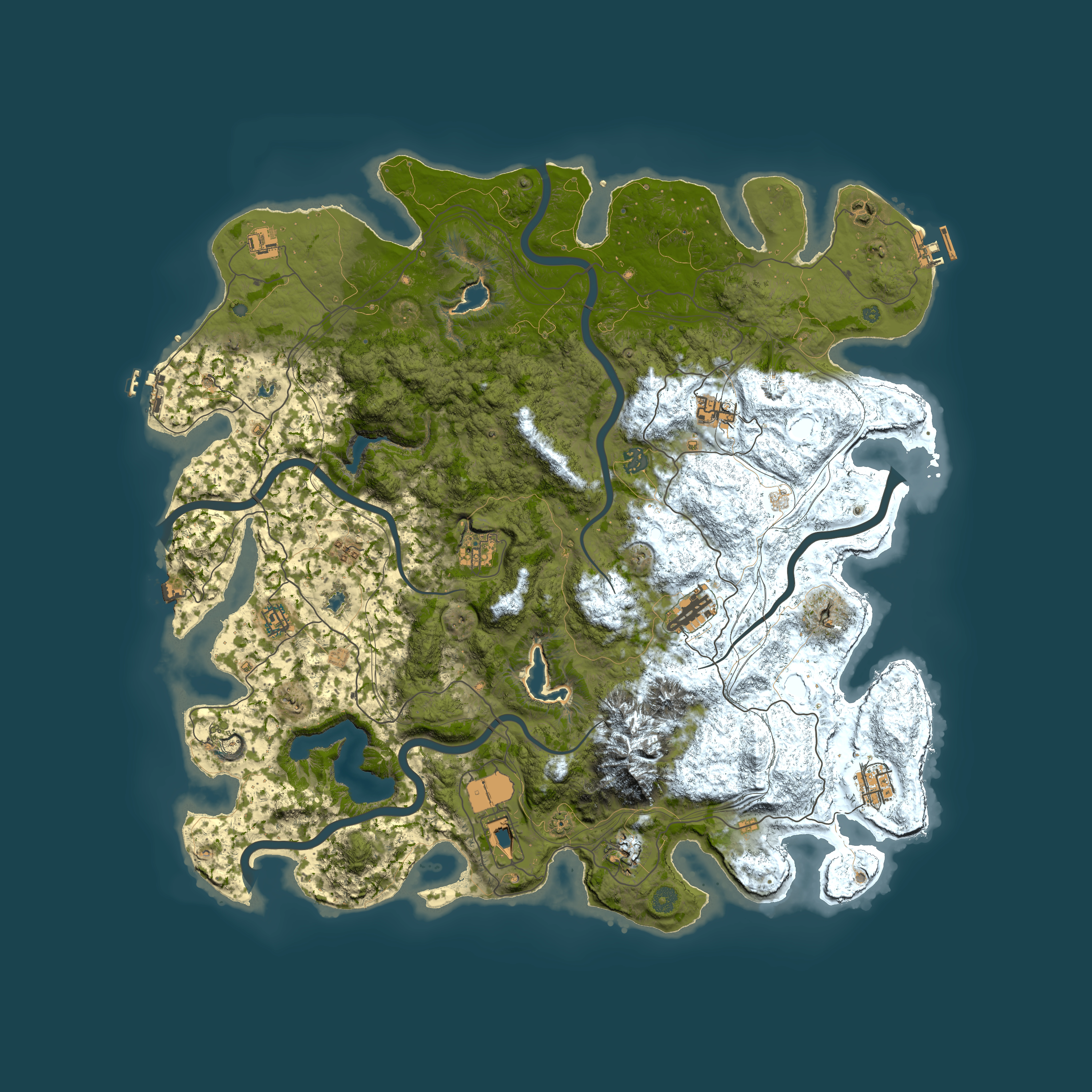 Full top-down render of Rust map seed 632010857, 5000x5000m