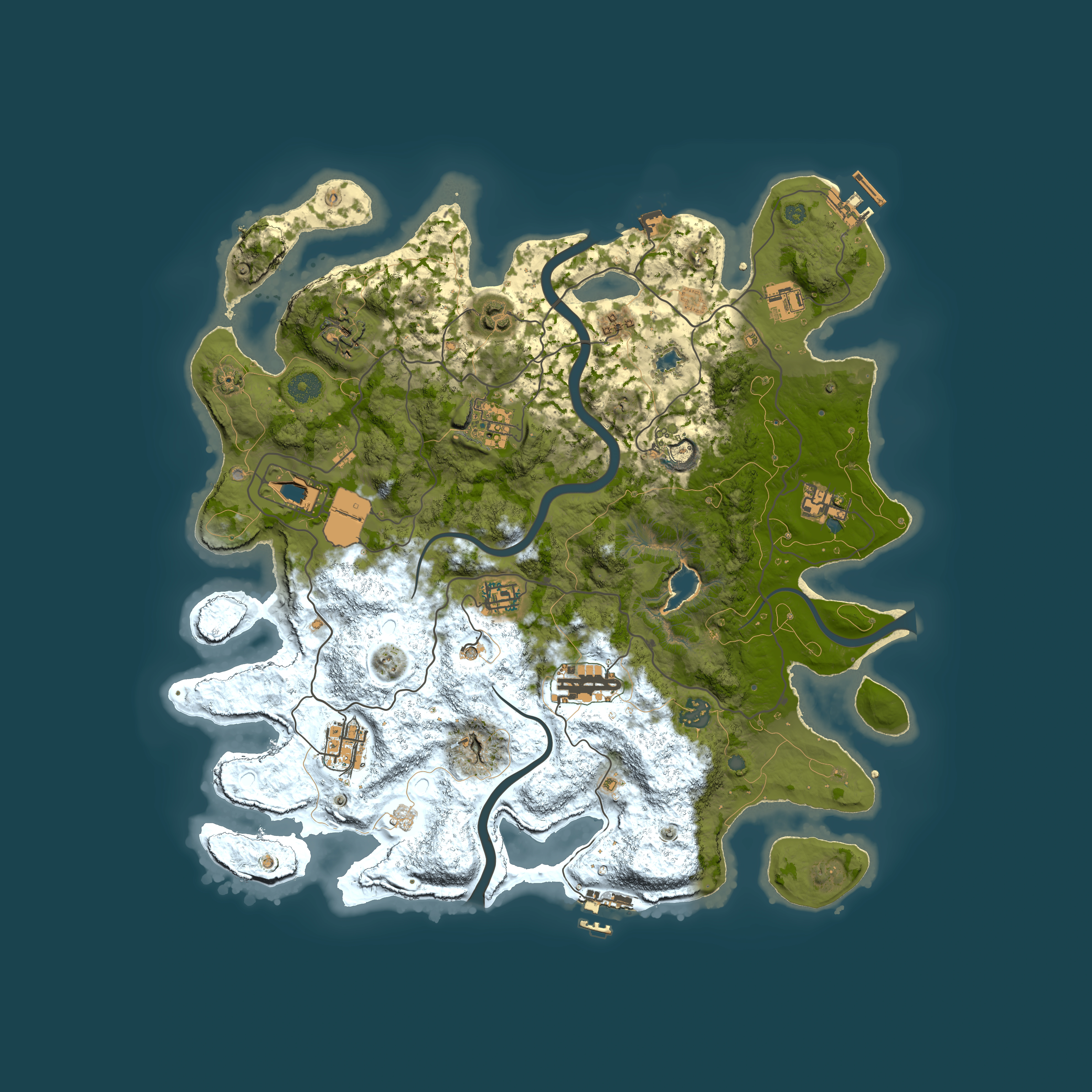 Full top-down render of Rust map seed 140111604, 4000x4000m