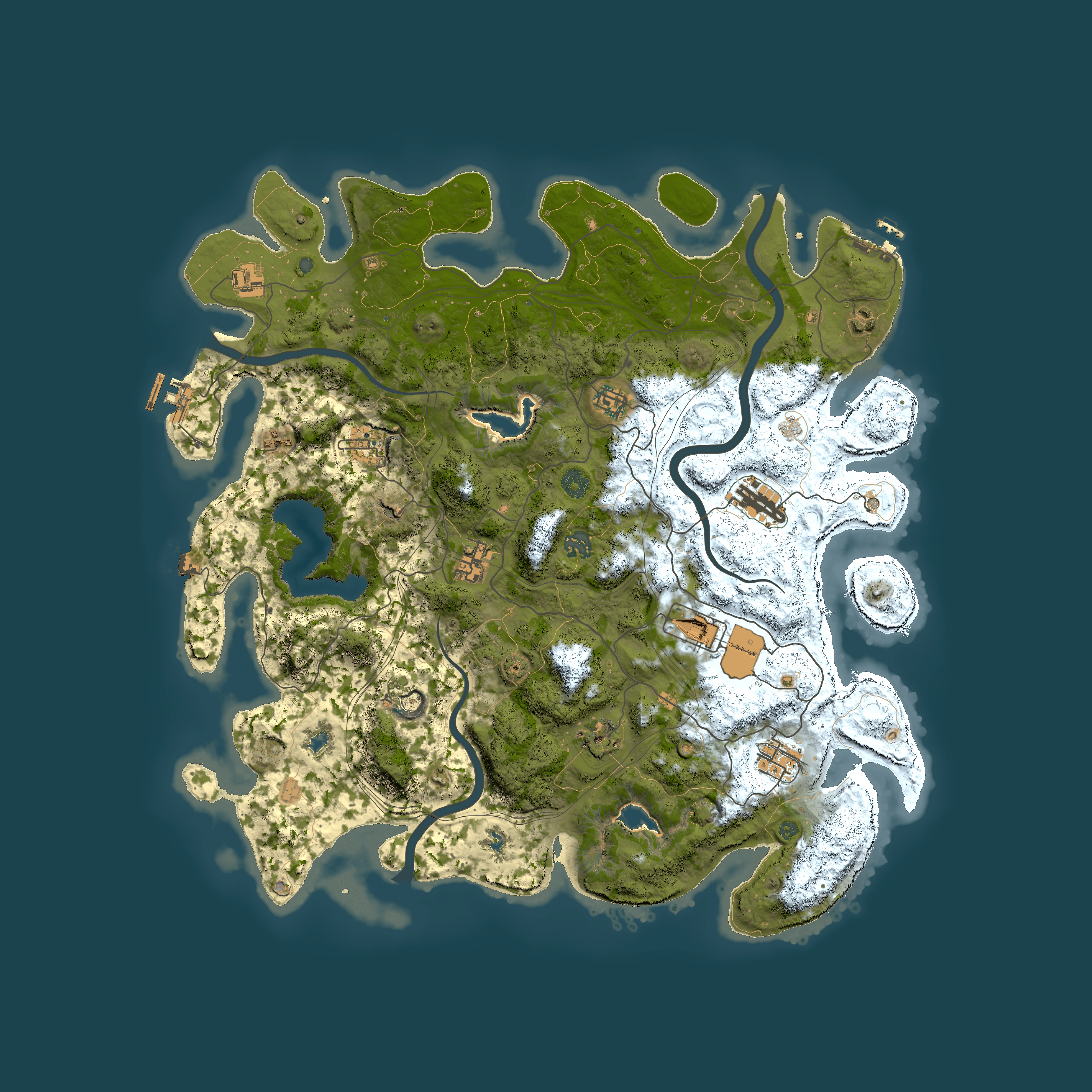 Full top-down render of Rust map seed 156058022, 4500x4500m
