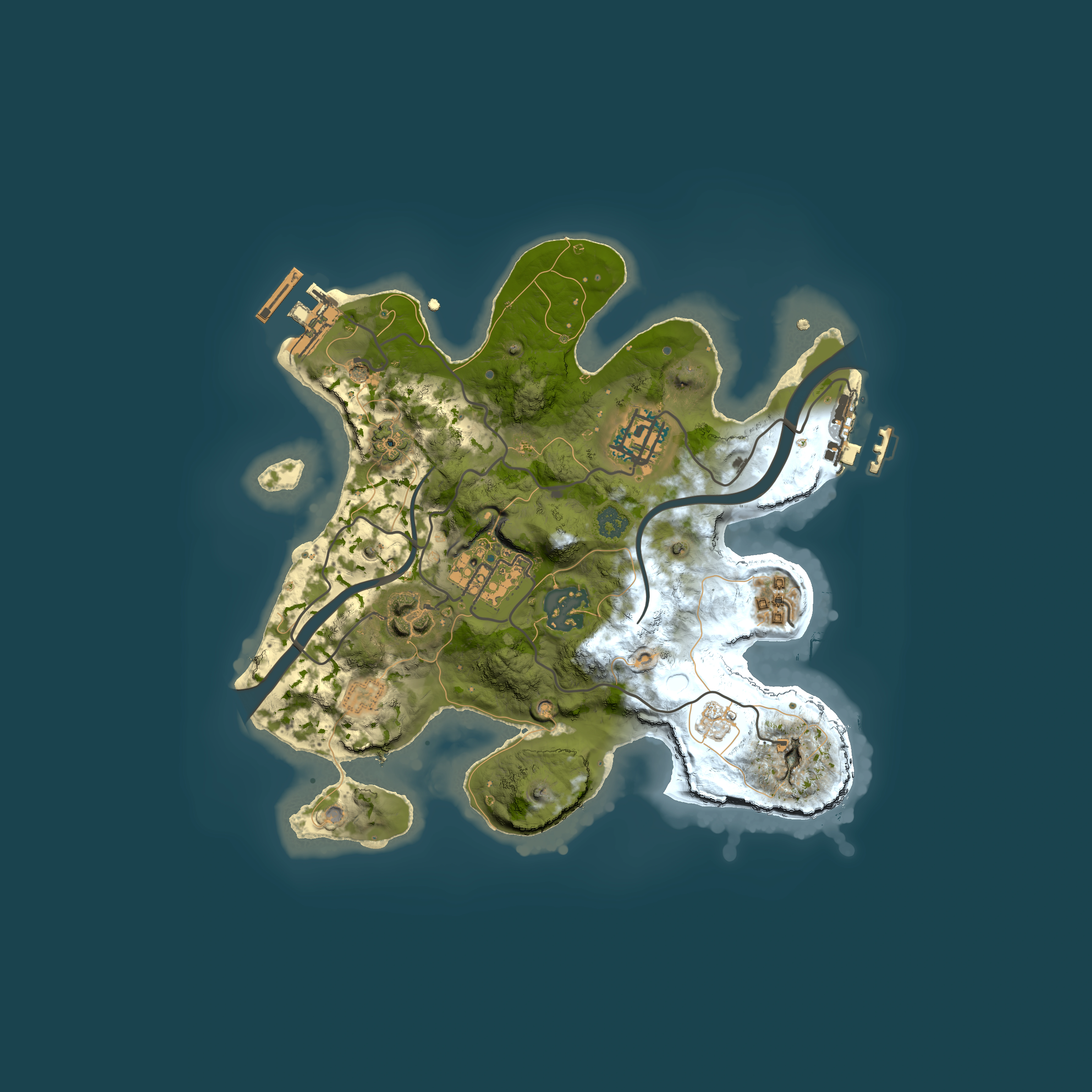 Full top-down render of Rust map seed 658988444, 2500x2500m