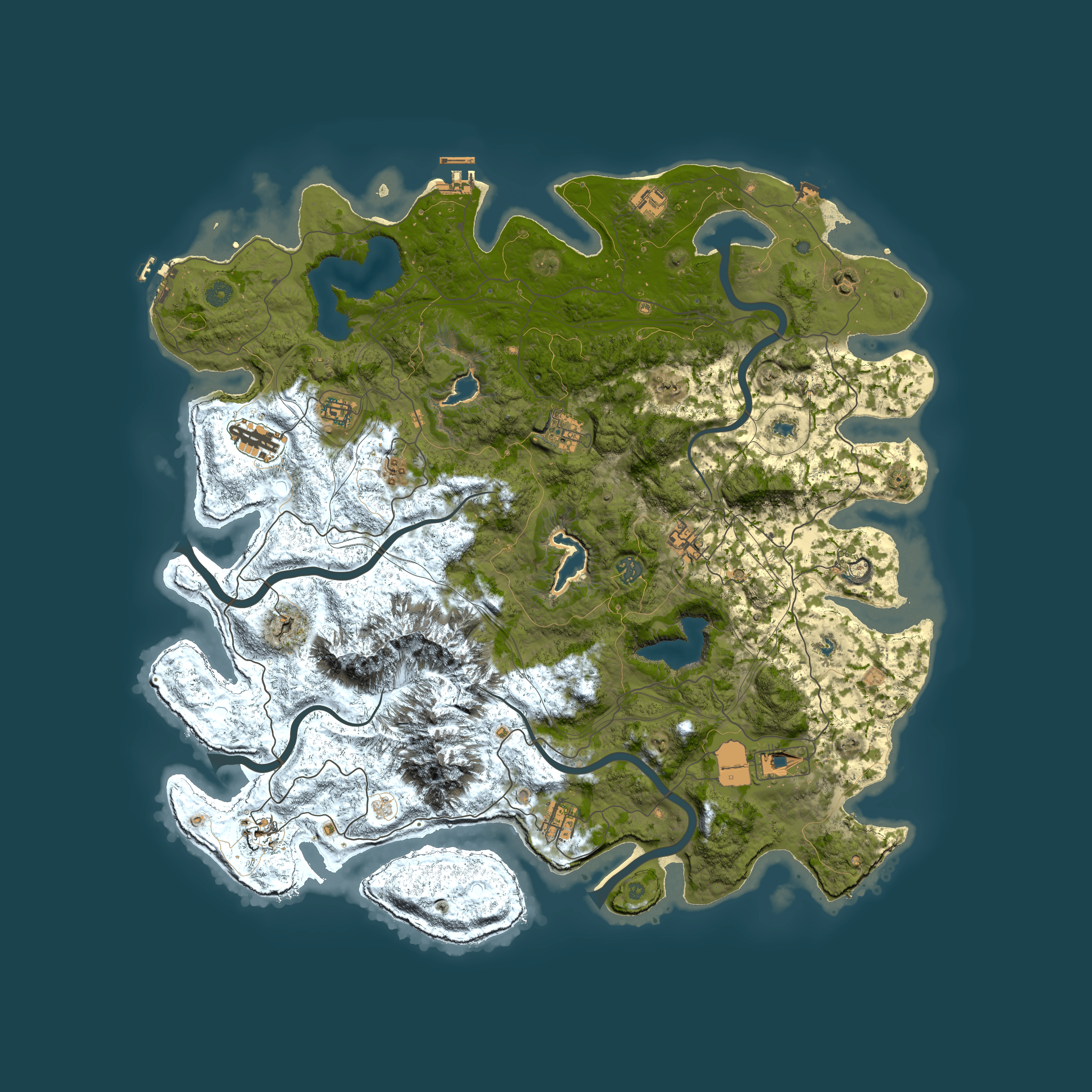 Full top-down render of Rust map seed 1671495255, 5000x5000m