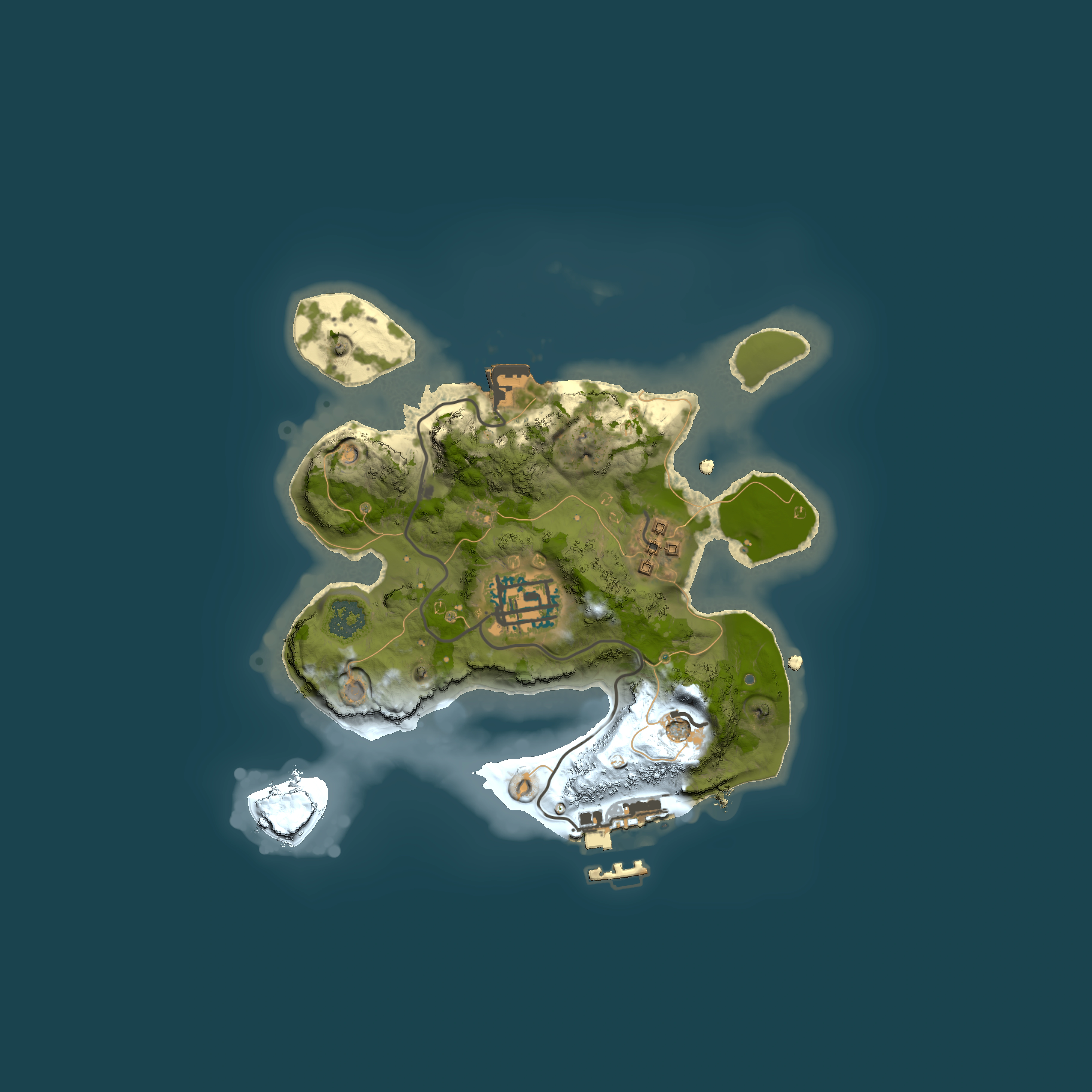 Full top-down render of Rust map seed 439634870, 2000x2000m